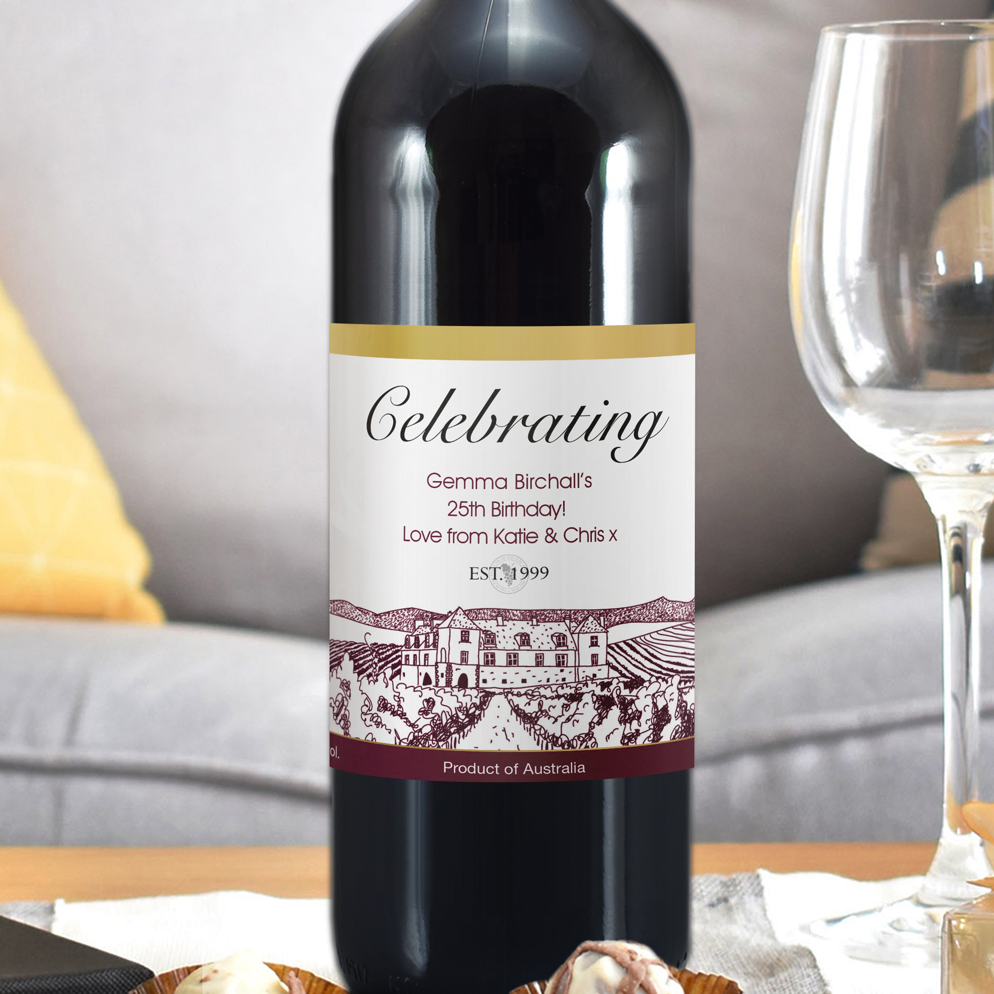 Personalised Free Text Vineyard Red Wine