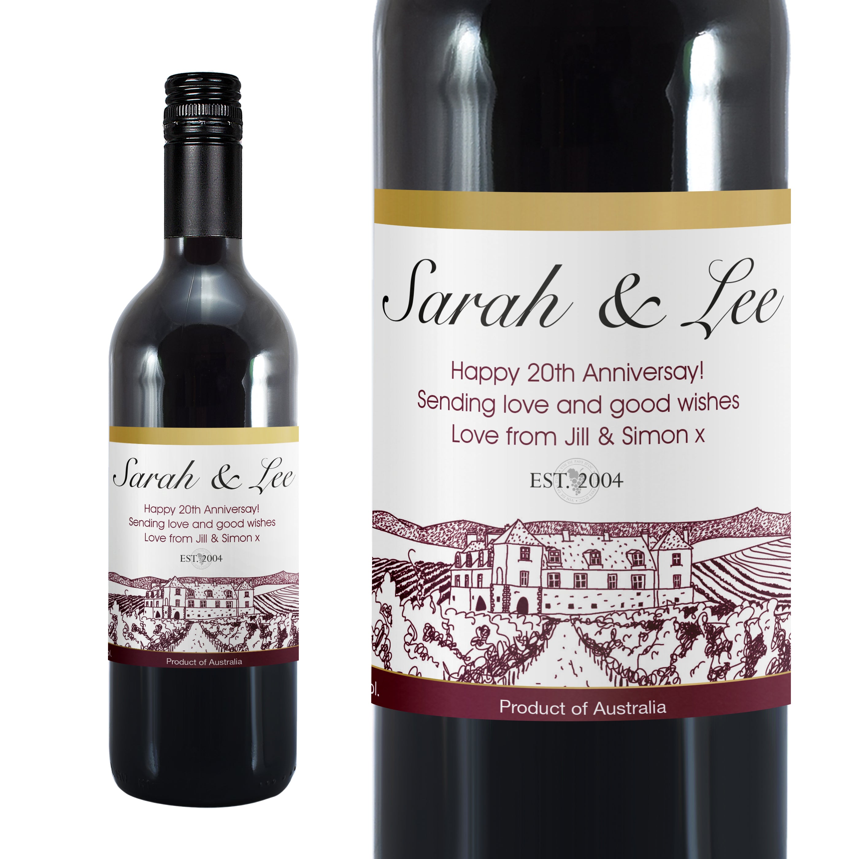 Personalised Free Text Vineyard Red Wine