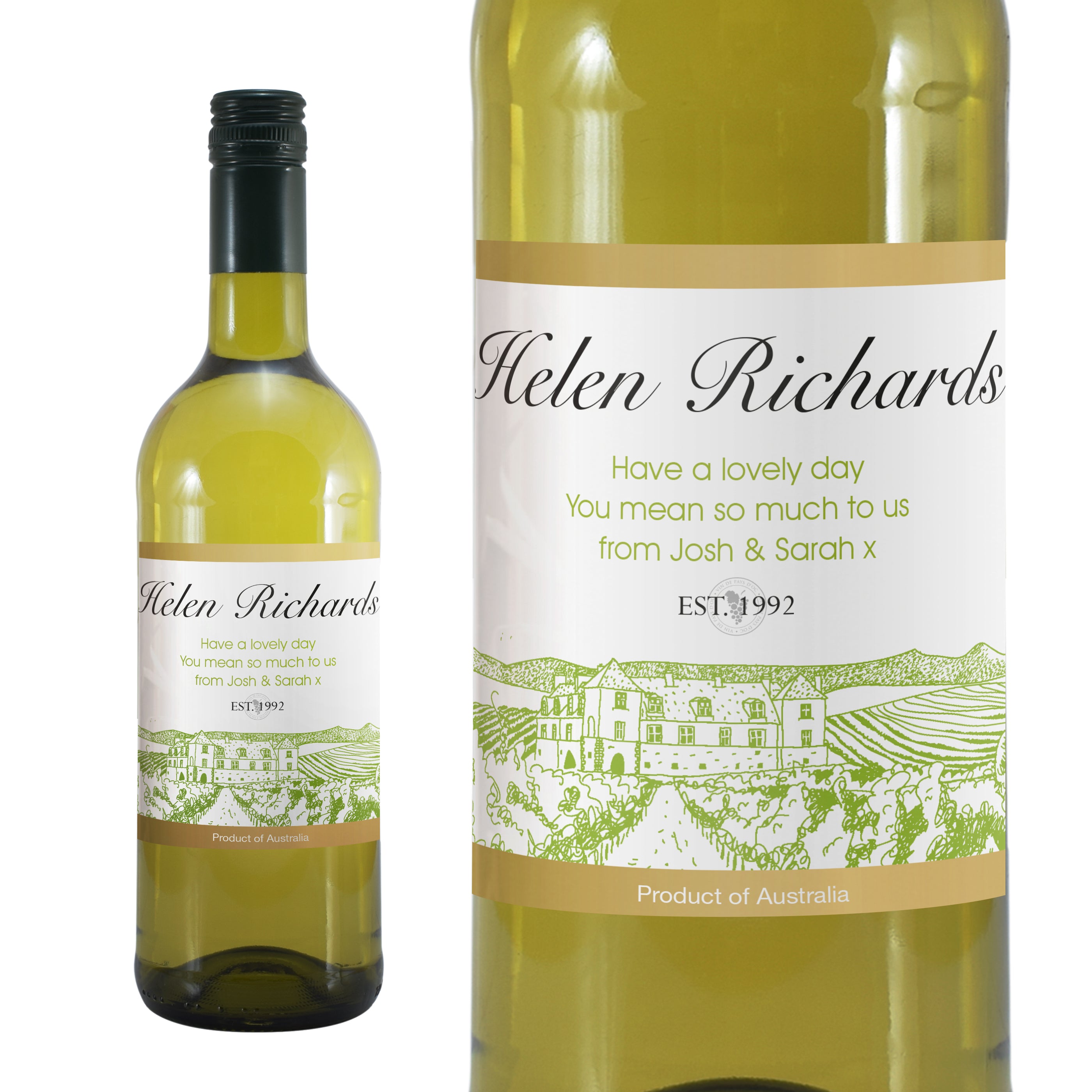 Personalised Free Text Vineyard White Wine