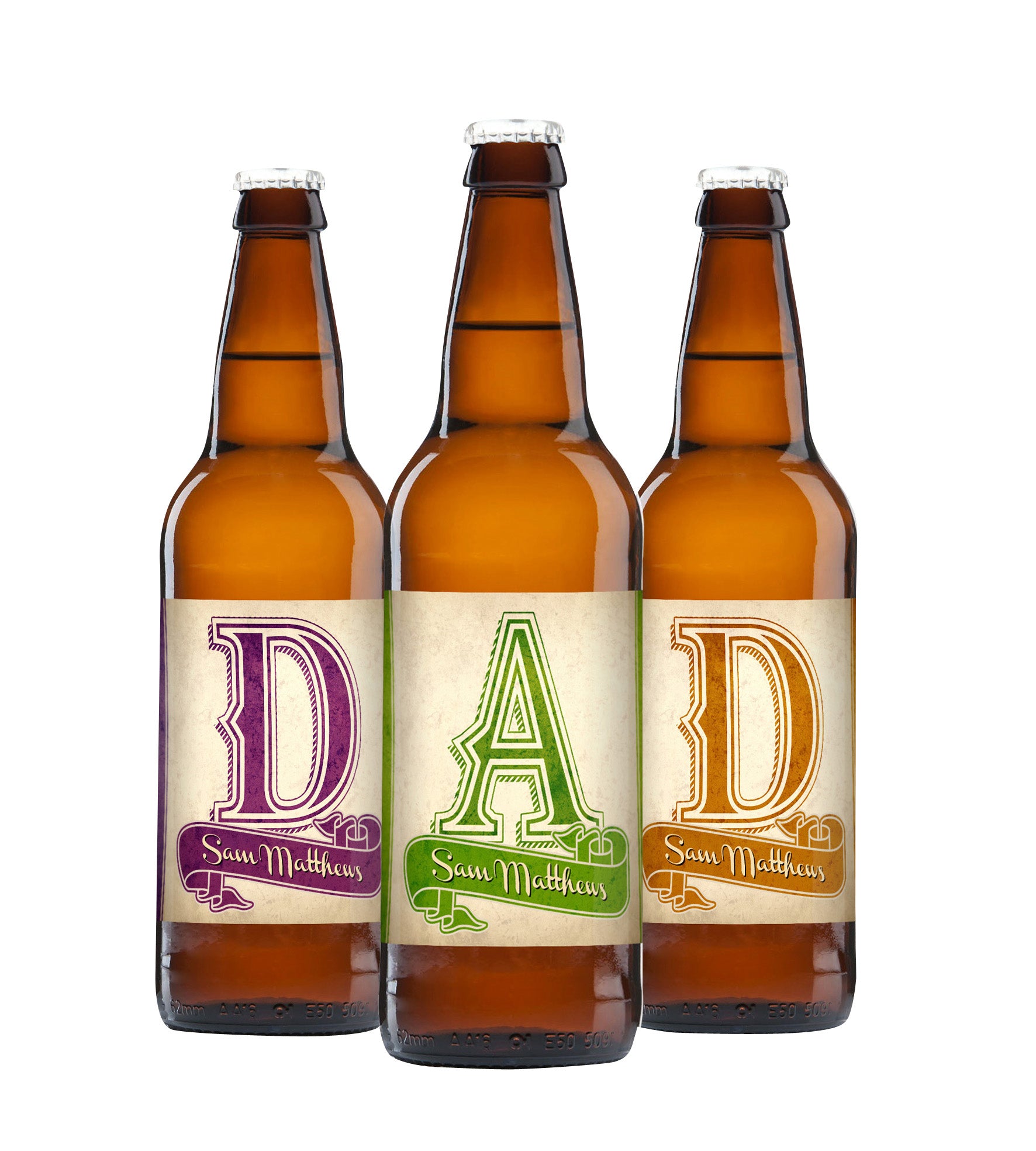 Personalised Dad Pack of 3 Beer