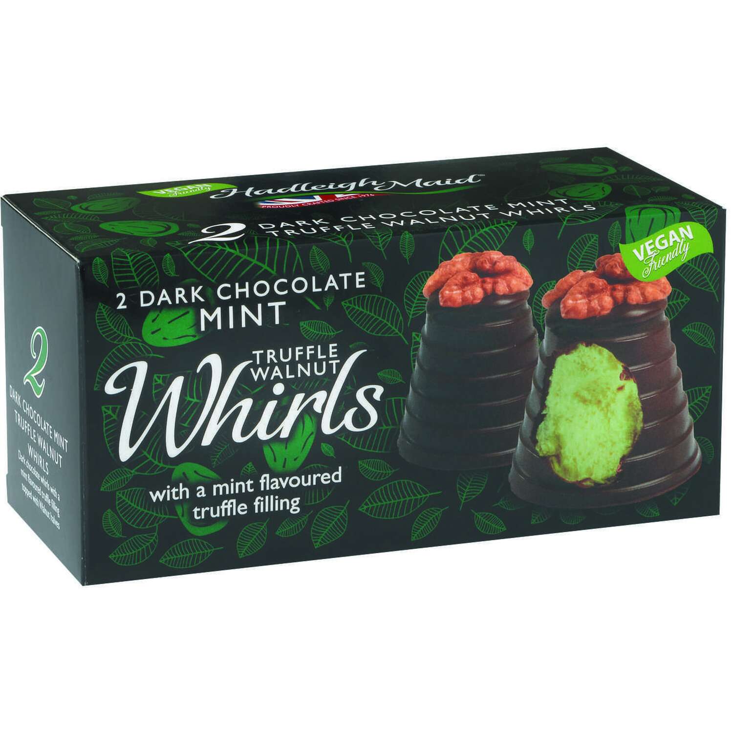 Vegan Friendly Dark Chocolate Mint Ganache Walnut Whirls Twin Pack