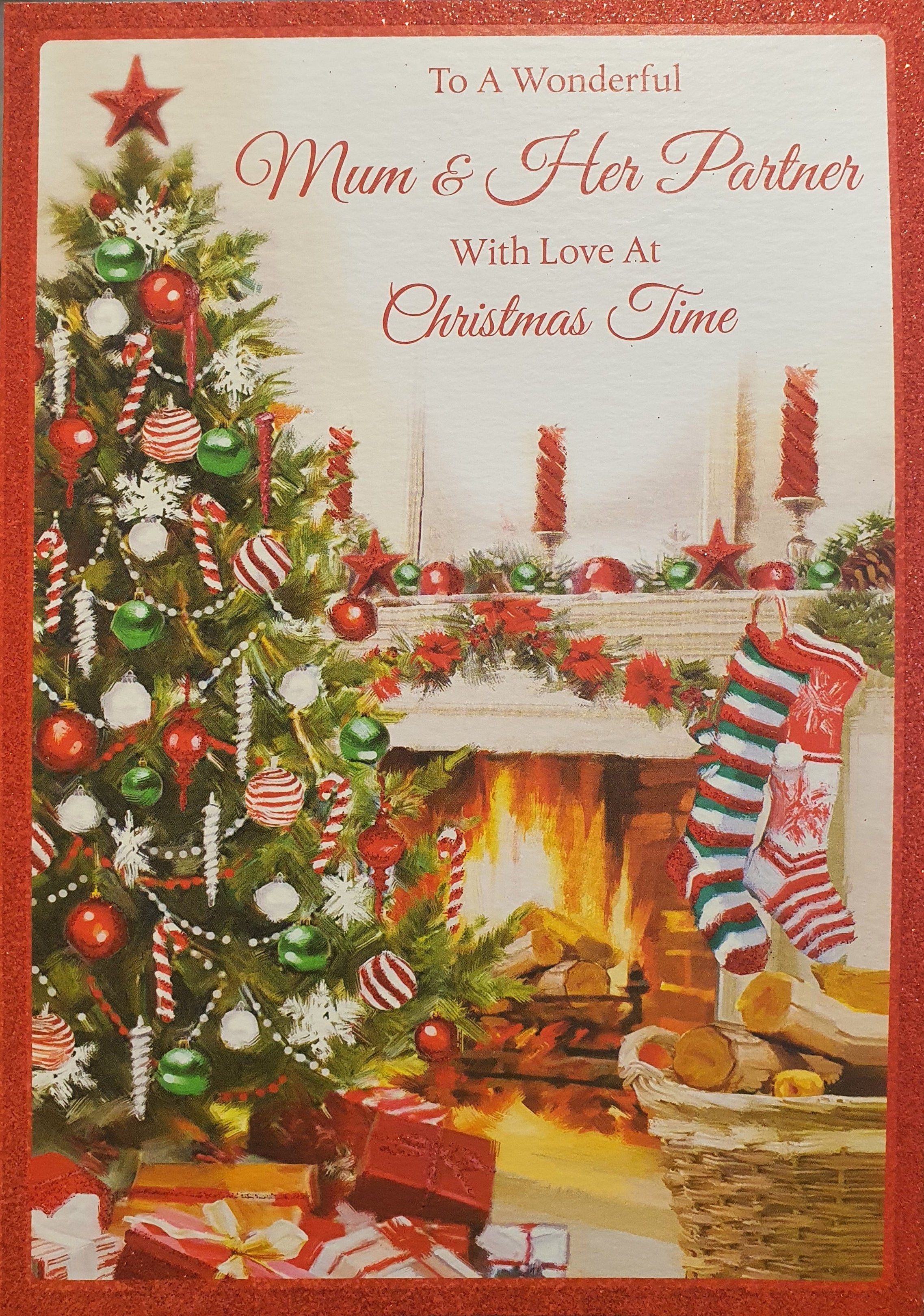 To A Wonderful Mum and Her Partner With Love At Christmas Card