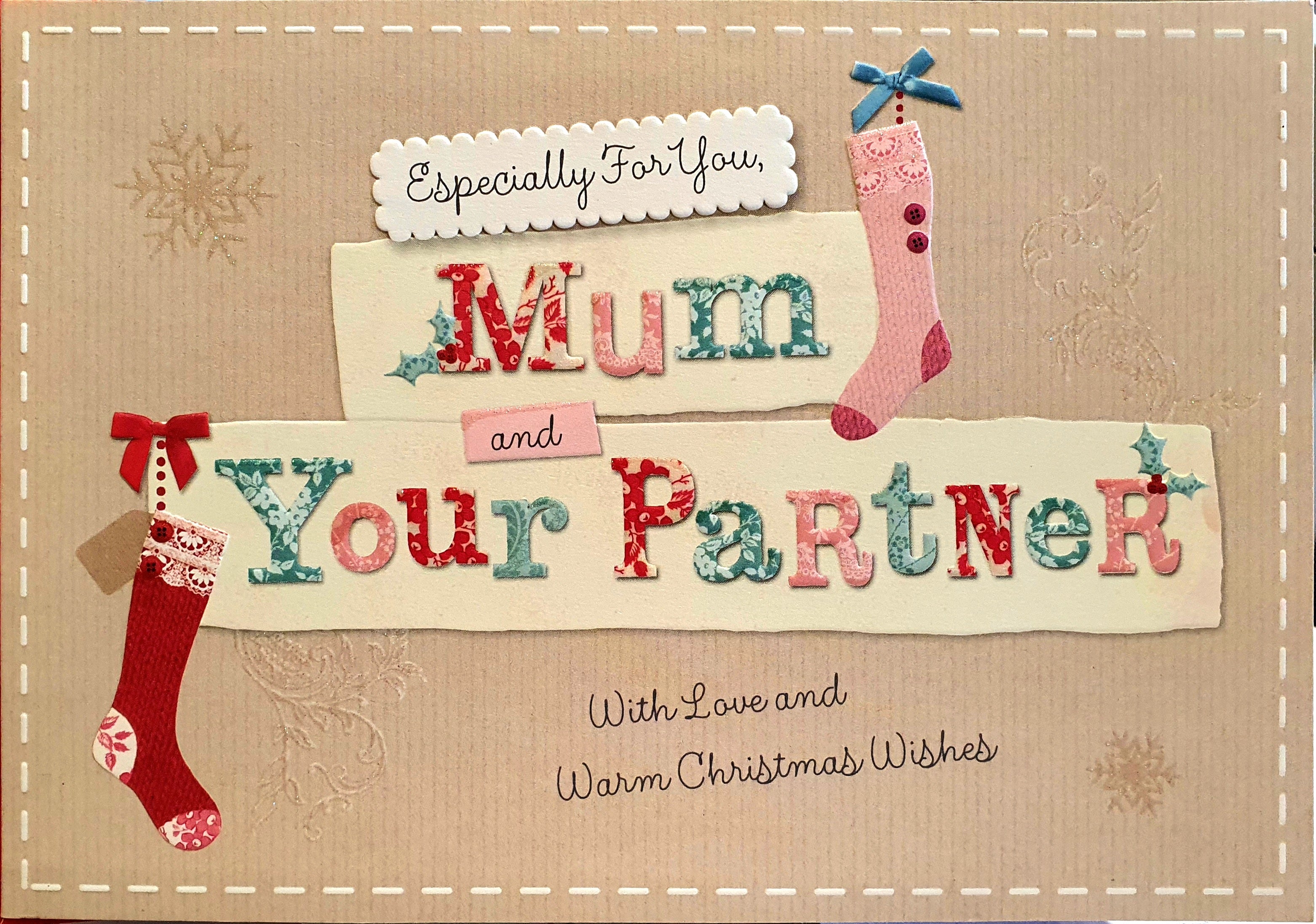 Especially For You Mum and Your Partner Warm Christmas Card