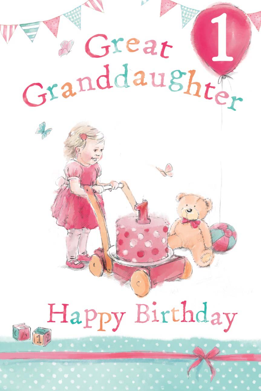 Great-Granddaughter 1st Birthday Card - Gorgeous Birthday Cake