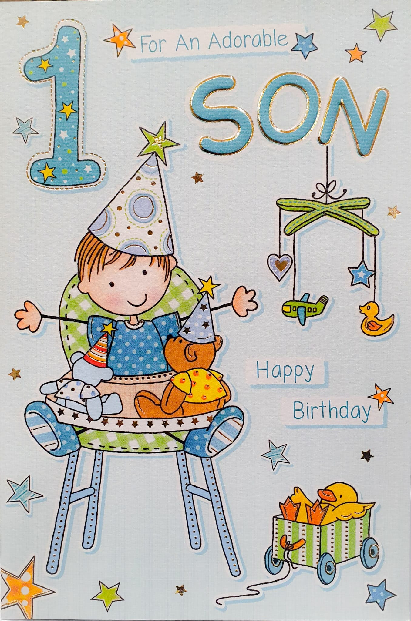 Son 1st Birthday Card - Birthday Boy And Friends