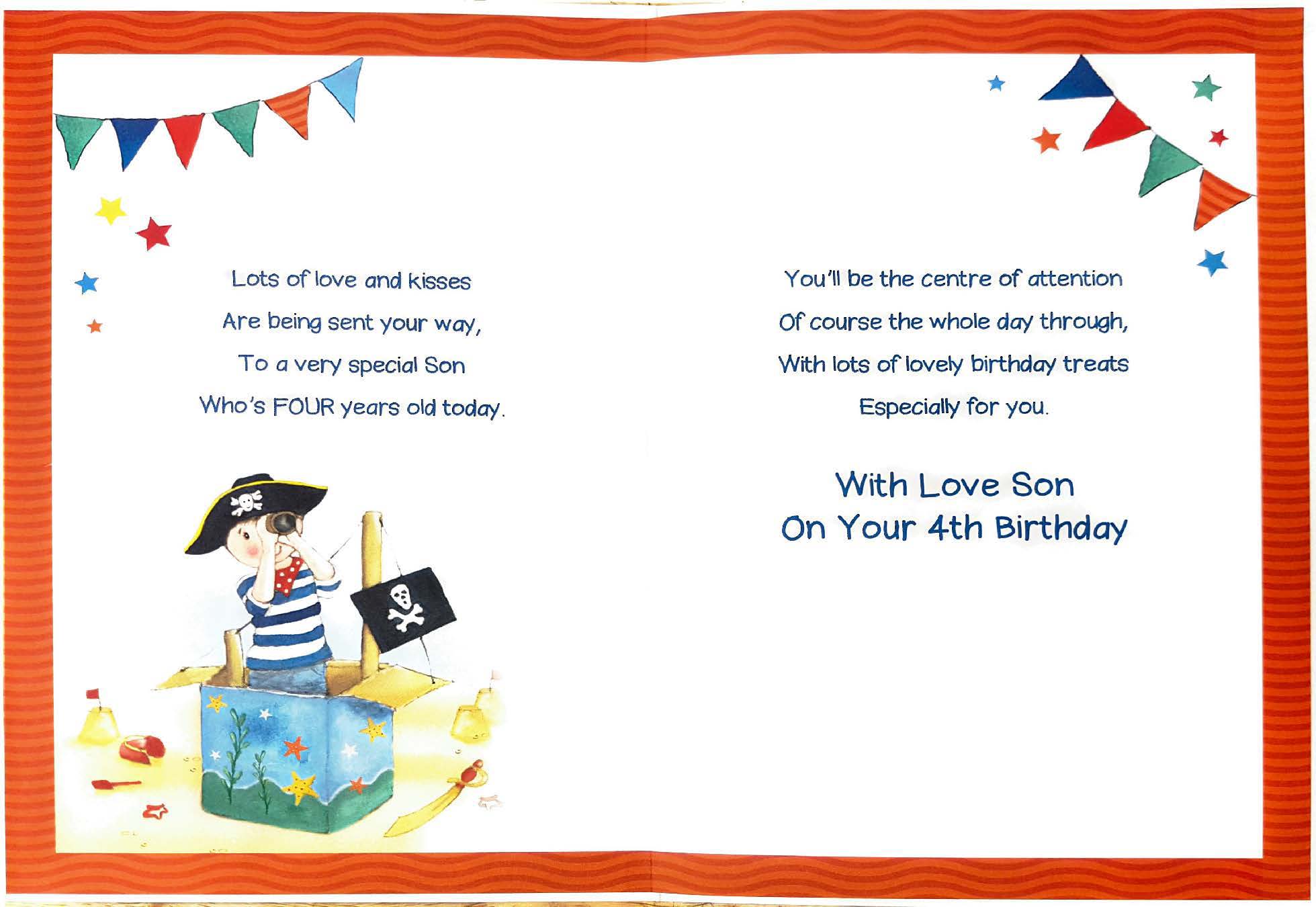 Son 4th Birthday Card - Spyglassing Pirate