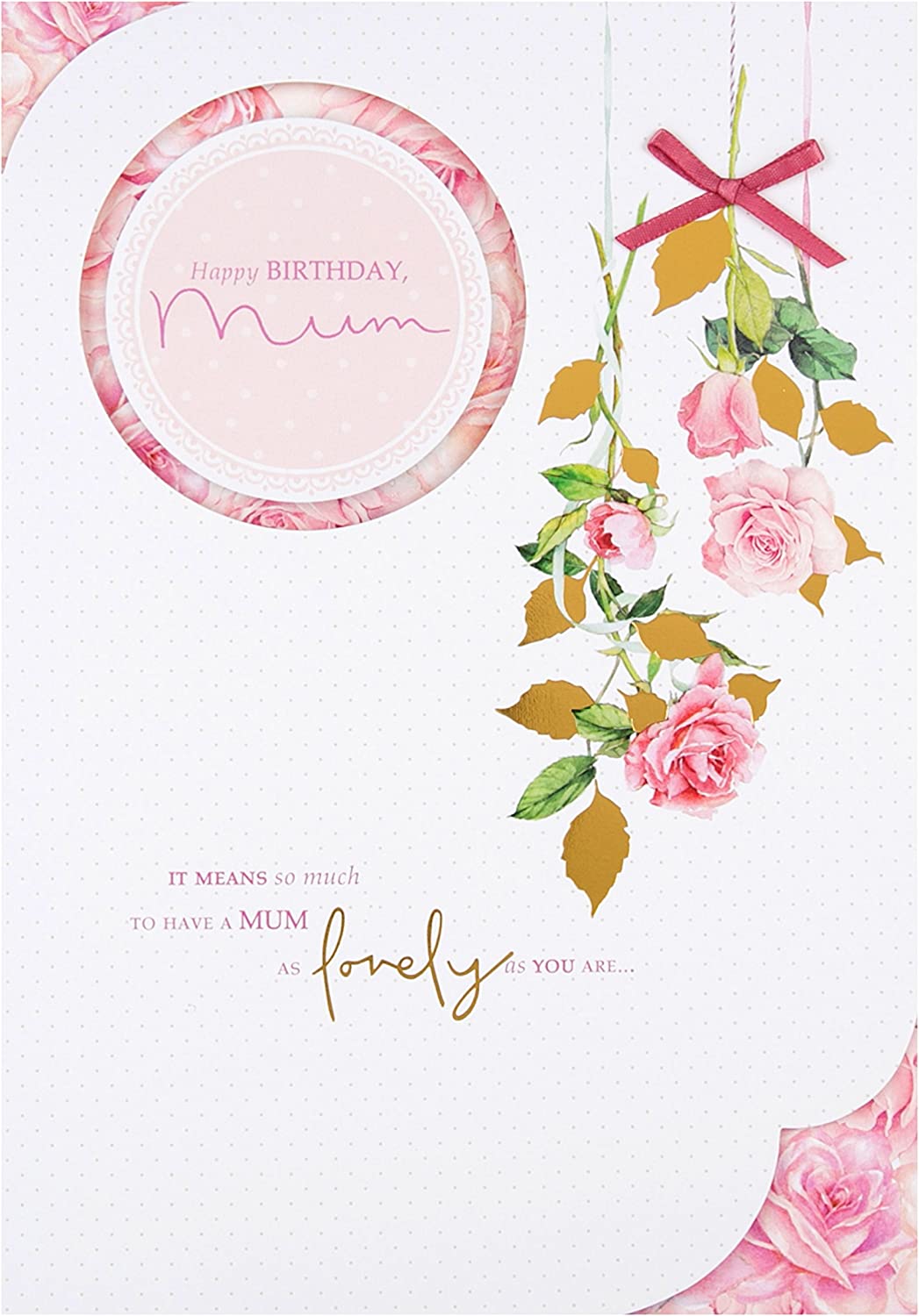 Mum Birthday Card - Rose and Bow