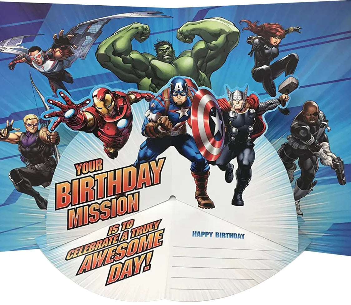 Pop Out Son 8th Birthday Card - Avengers In Action