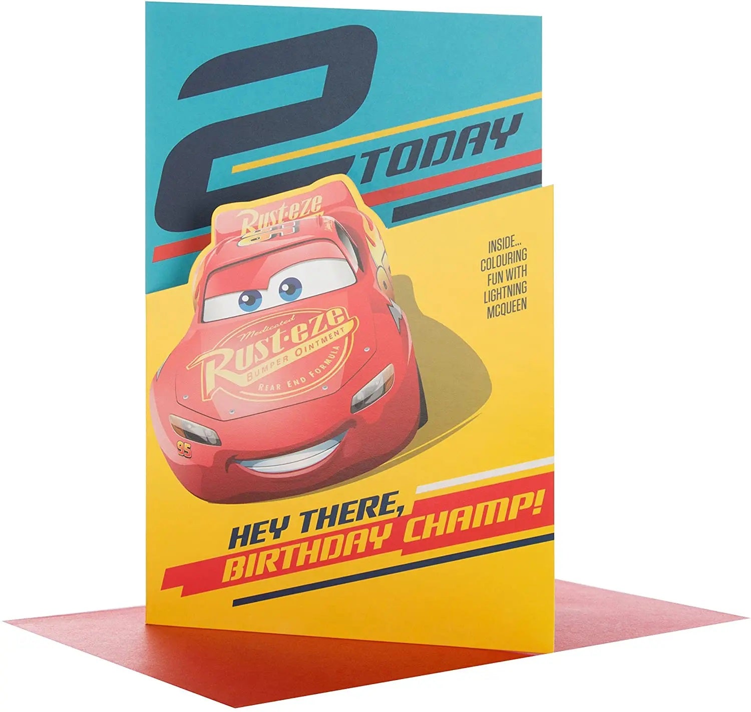 2nd Birthday Card - Colouring Card With Lightening McQueen