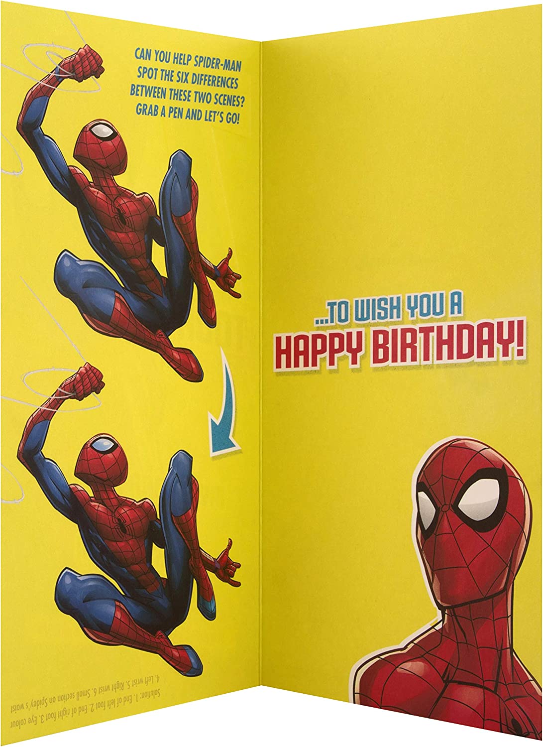 7th Birthday Card - Spiderman 'Spot The Difference' - Activity Inside