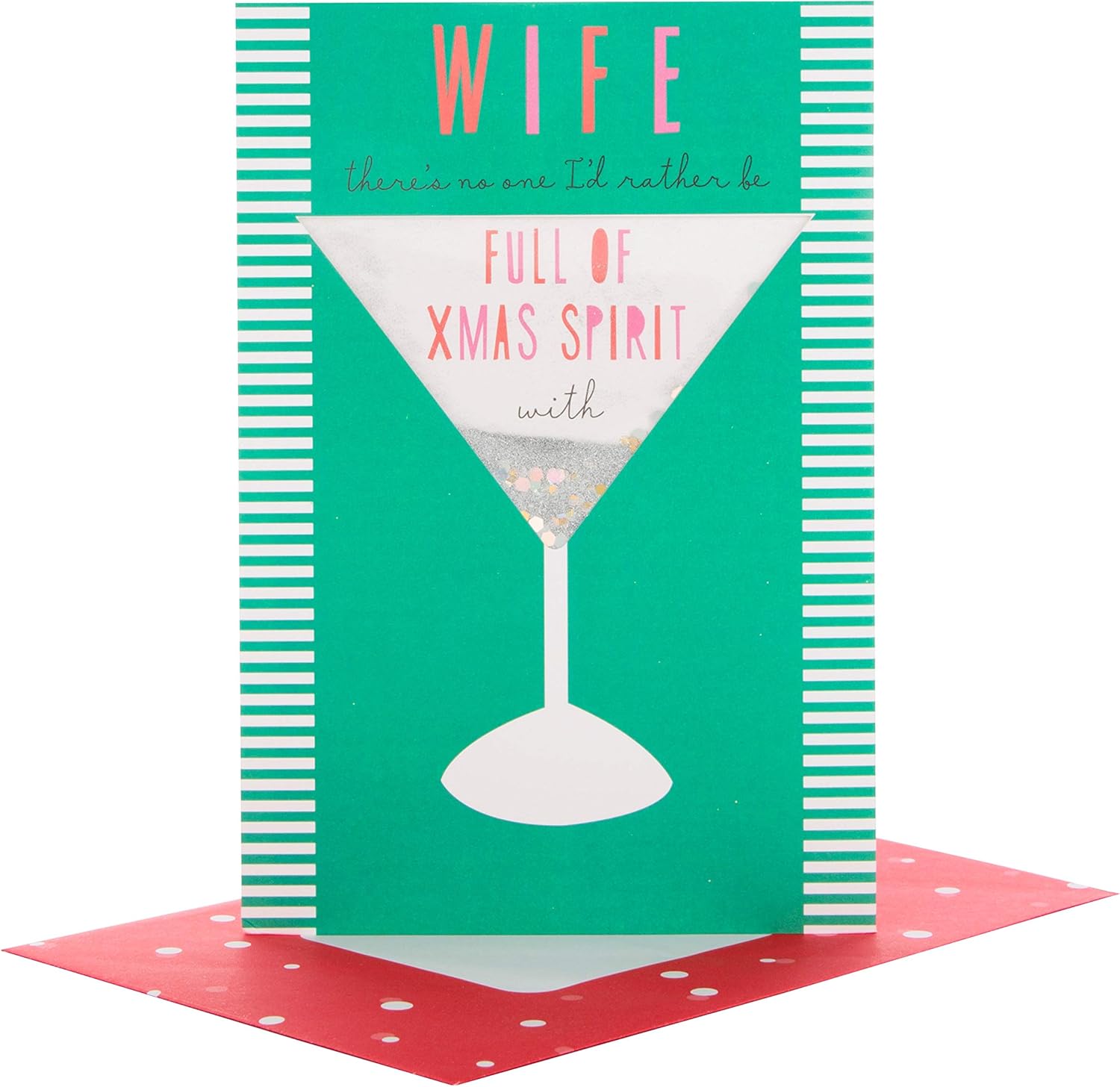 Hallmark Wife Christmas Card -'Glitter Shaker'Full of Xmas Spirit