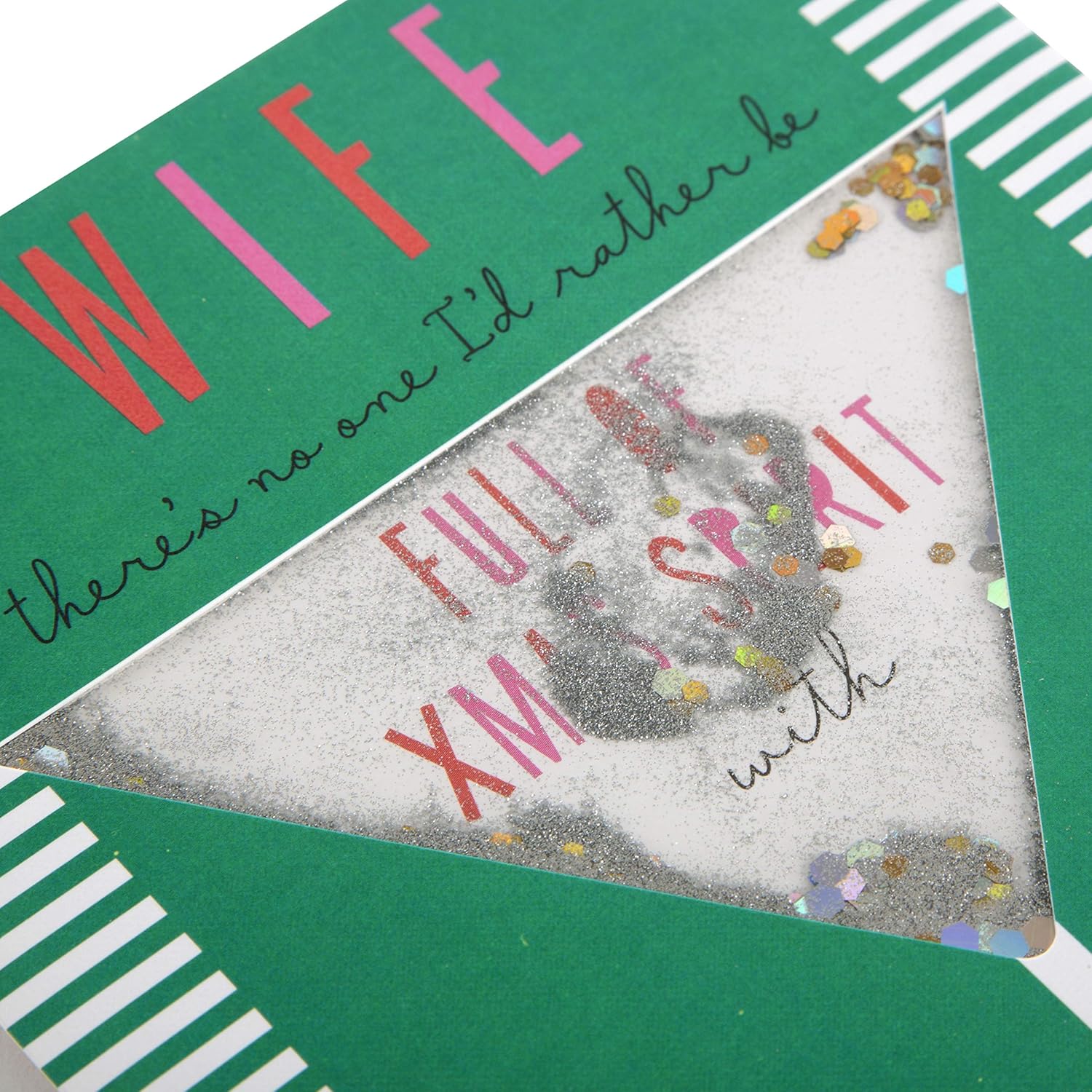 Hallmark Wife Christmas Card -'Glitter Shaker'Full of Xmas Spirit