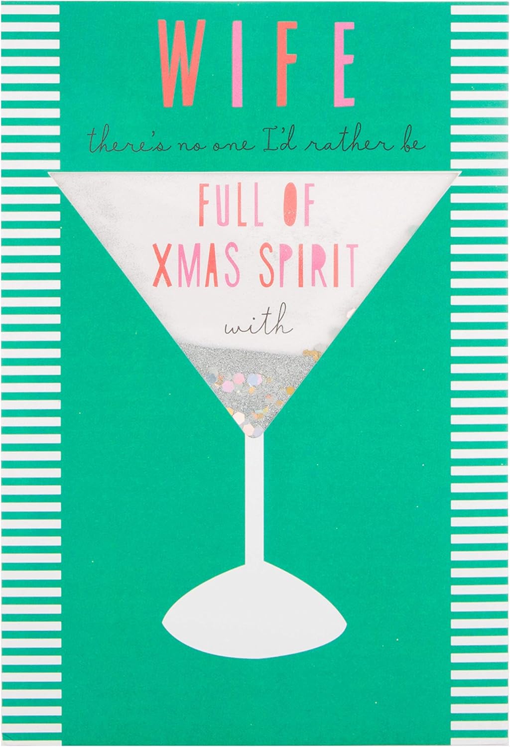 Hallmark Wife Christmas Card -'Glitter Shaker'Full of Xmas Spirit