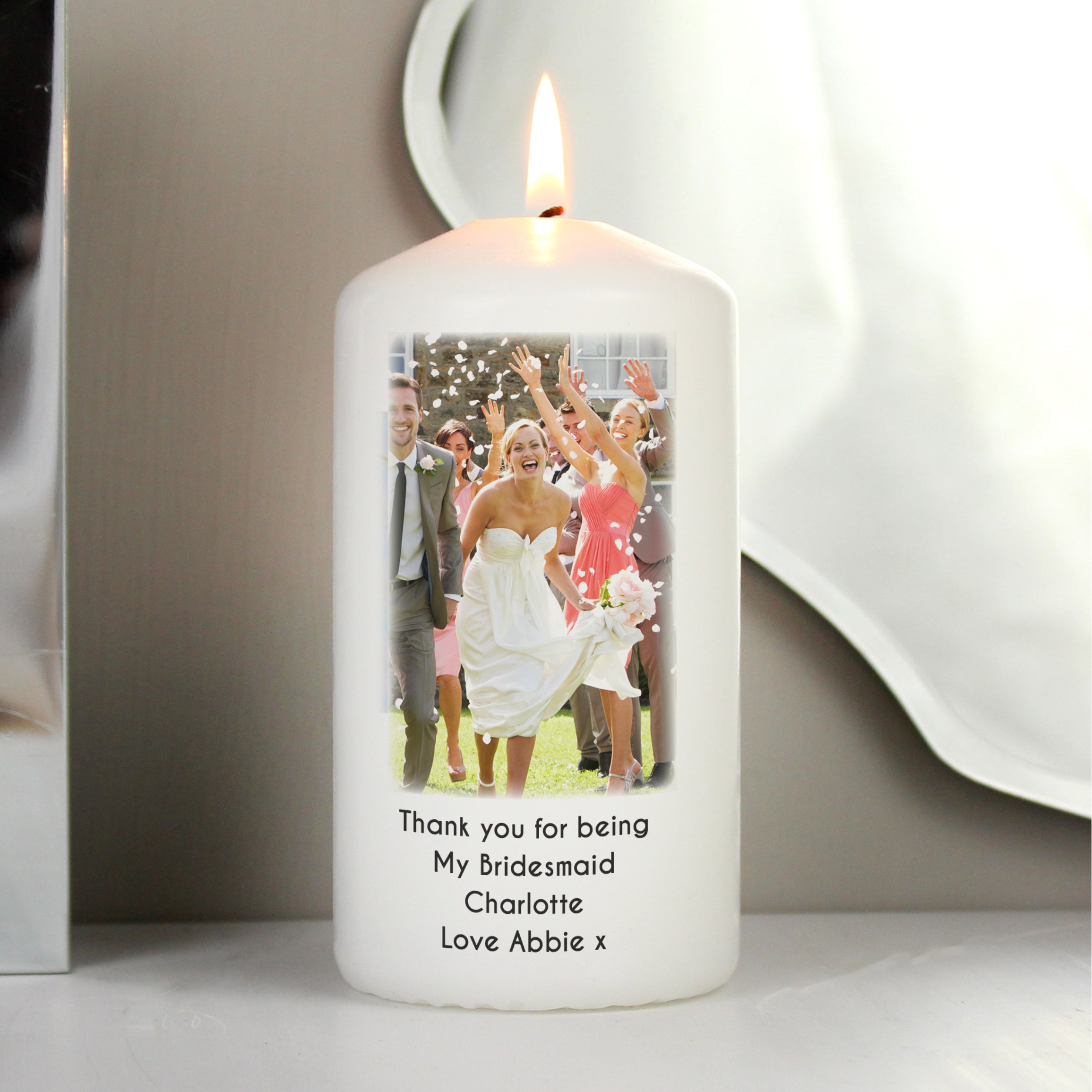 Personalised Photo Upload Pillar Candle