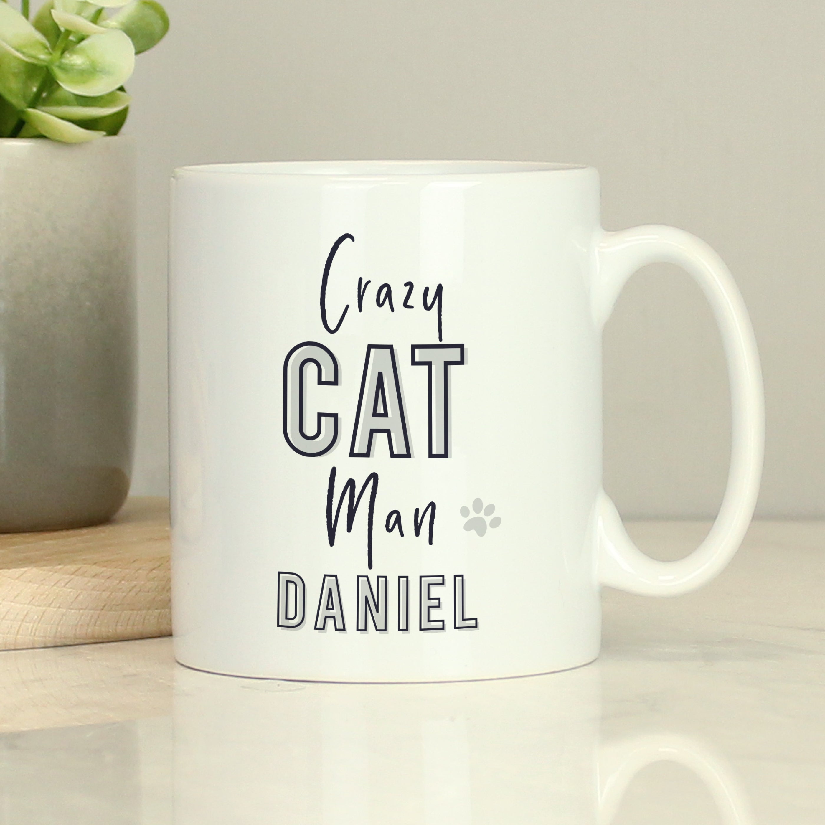 Personalised Crazy Cat Man Mug