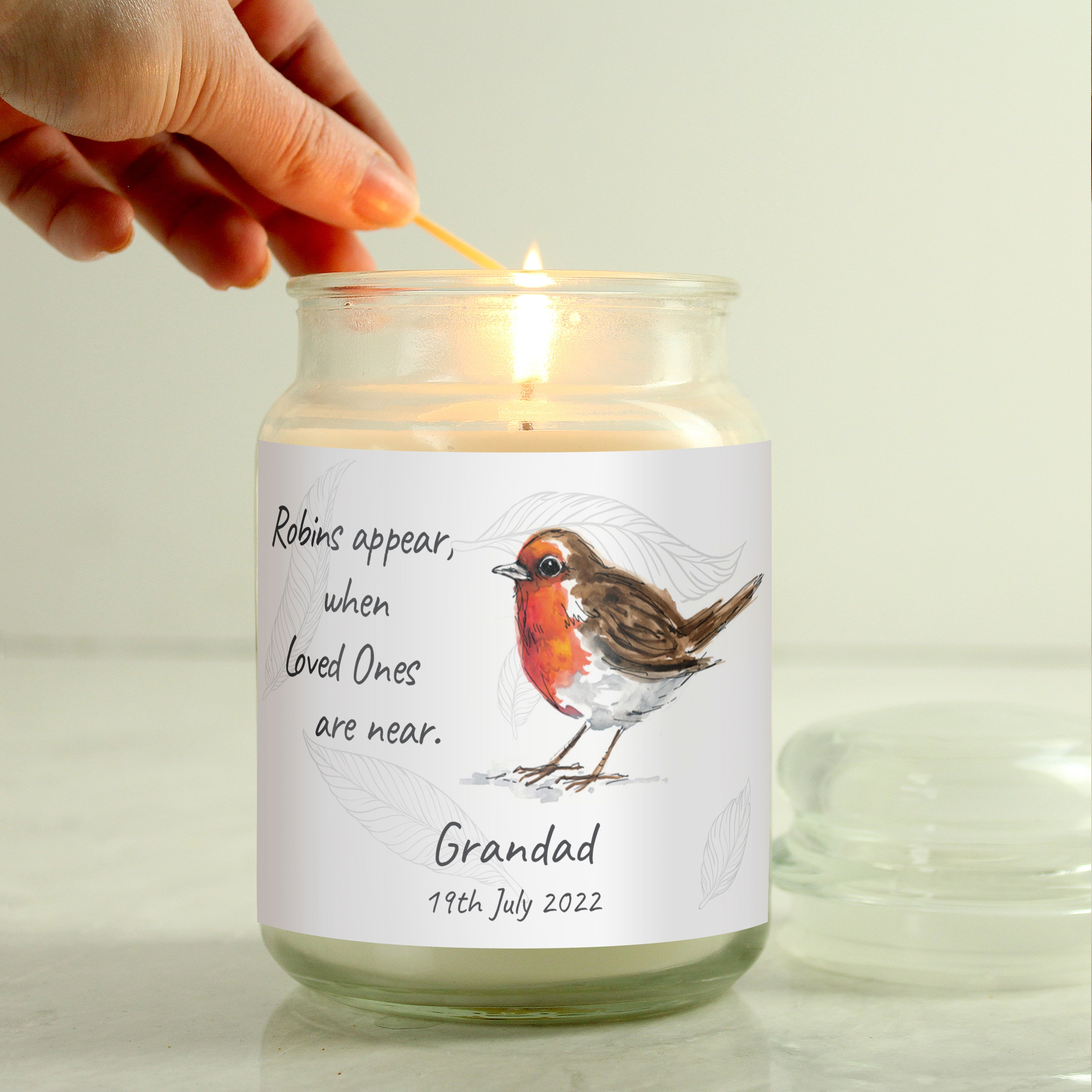 Personalised Robins Appear Large Scented Jar Candle