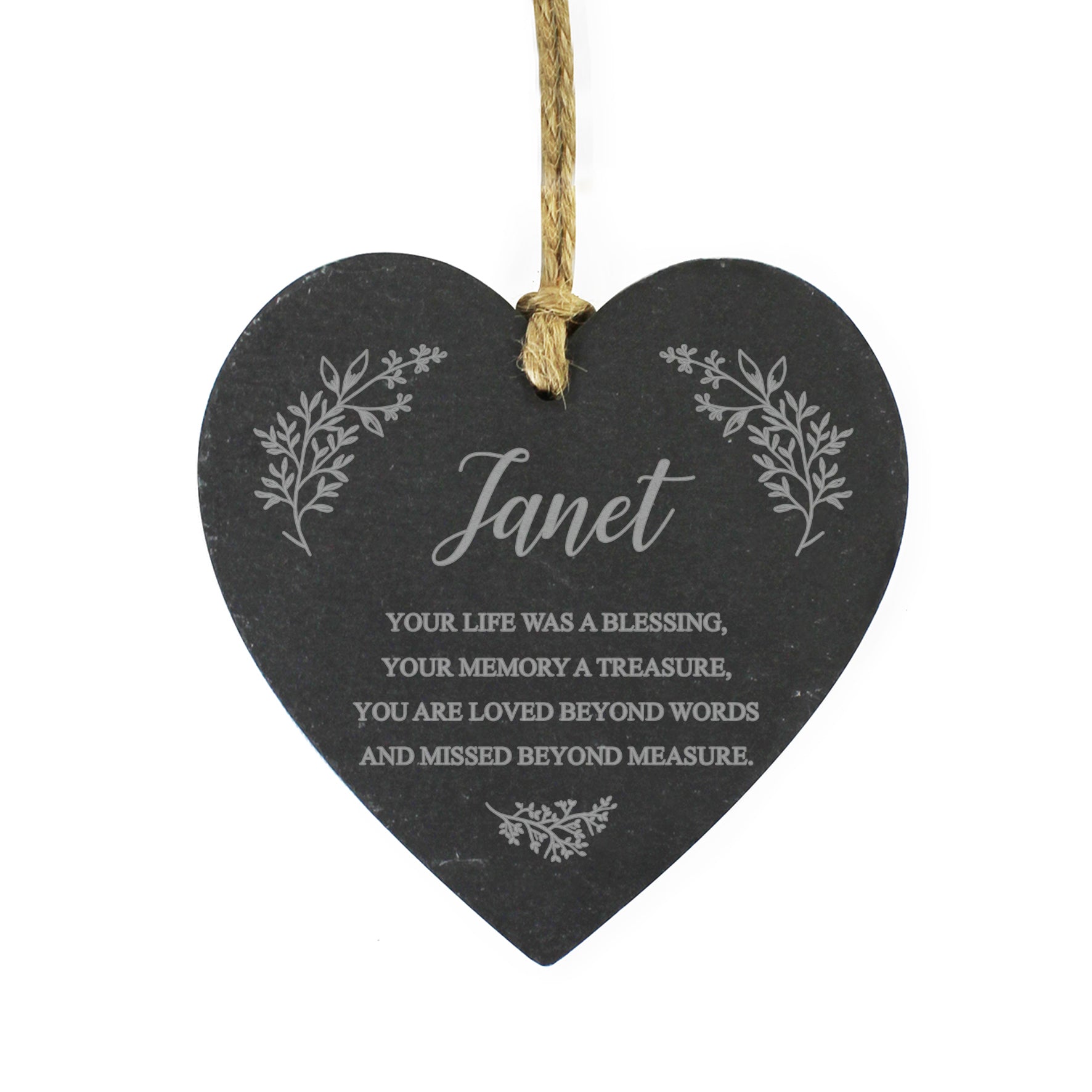 Personalised Memorial Slate Heart