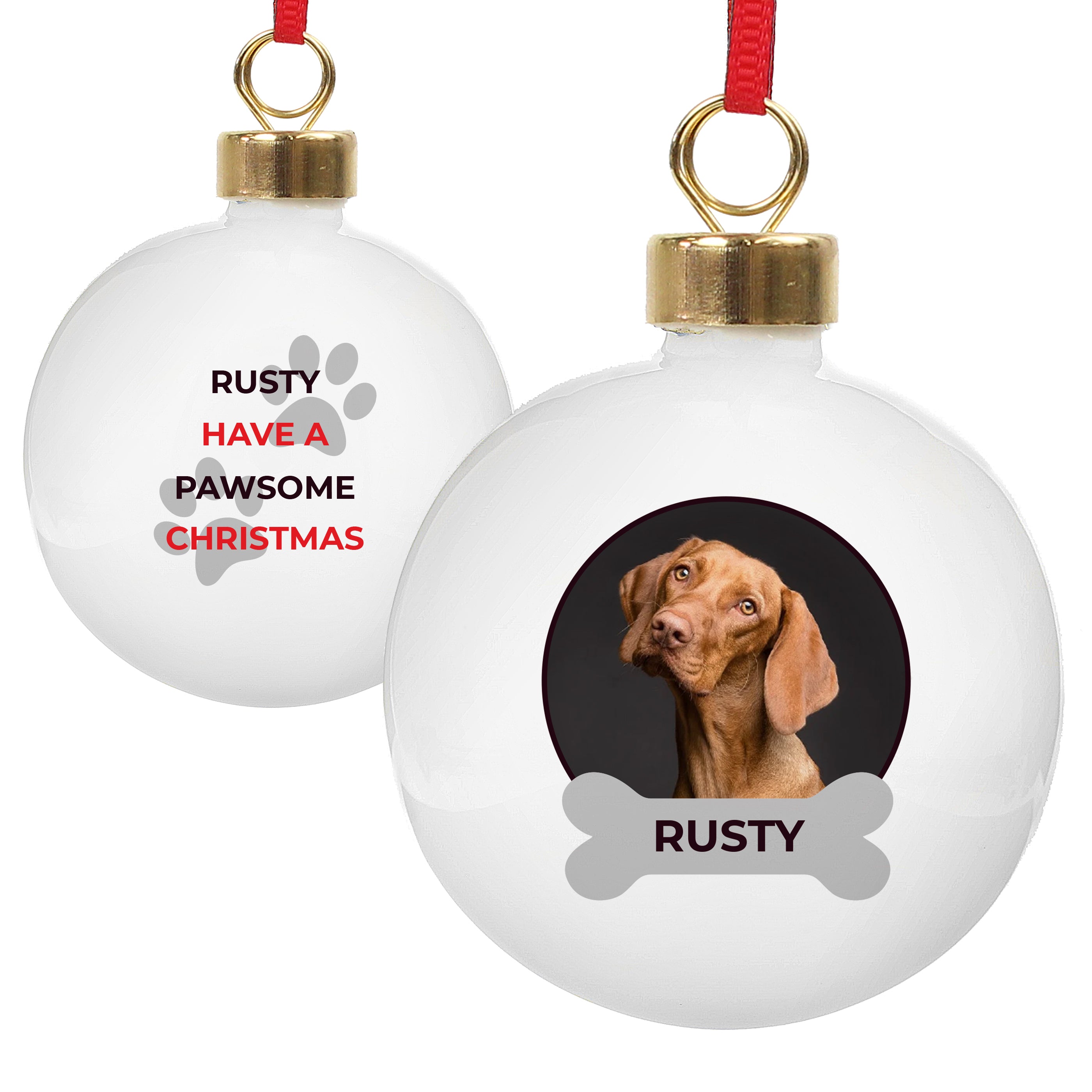 Personalised Pawsome Photo Upload Bauble