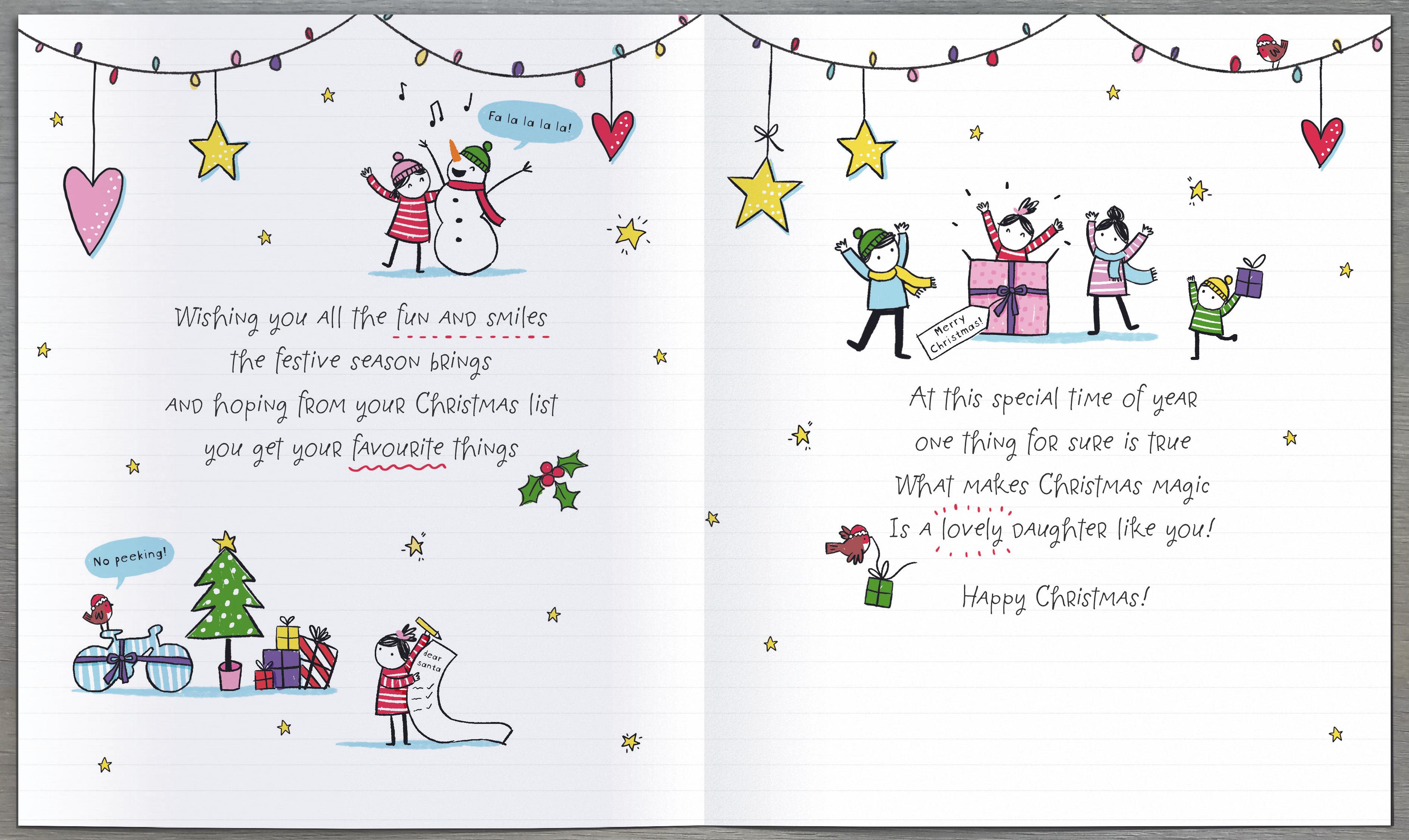 Daughter Christmas Card - Tri-Fold - To a Lovely Daughter