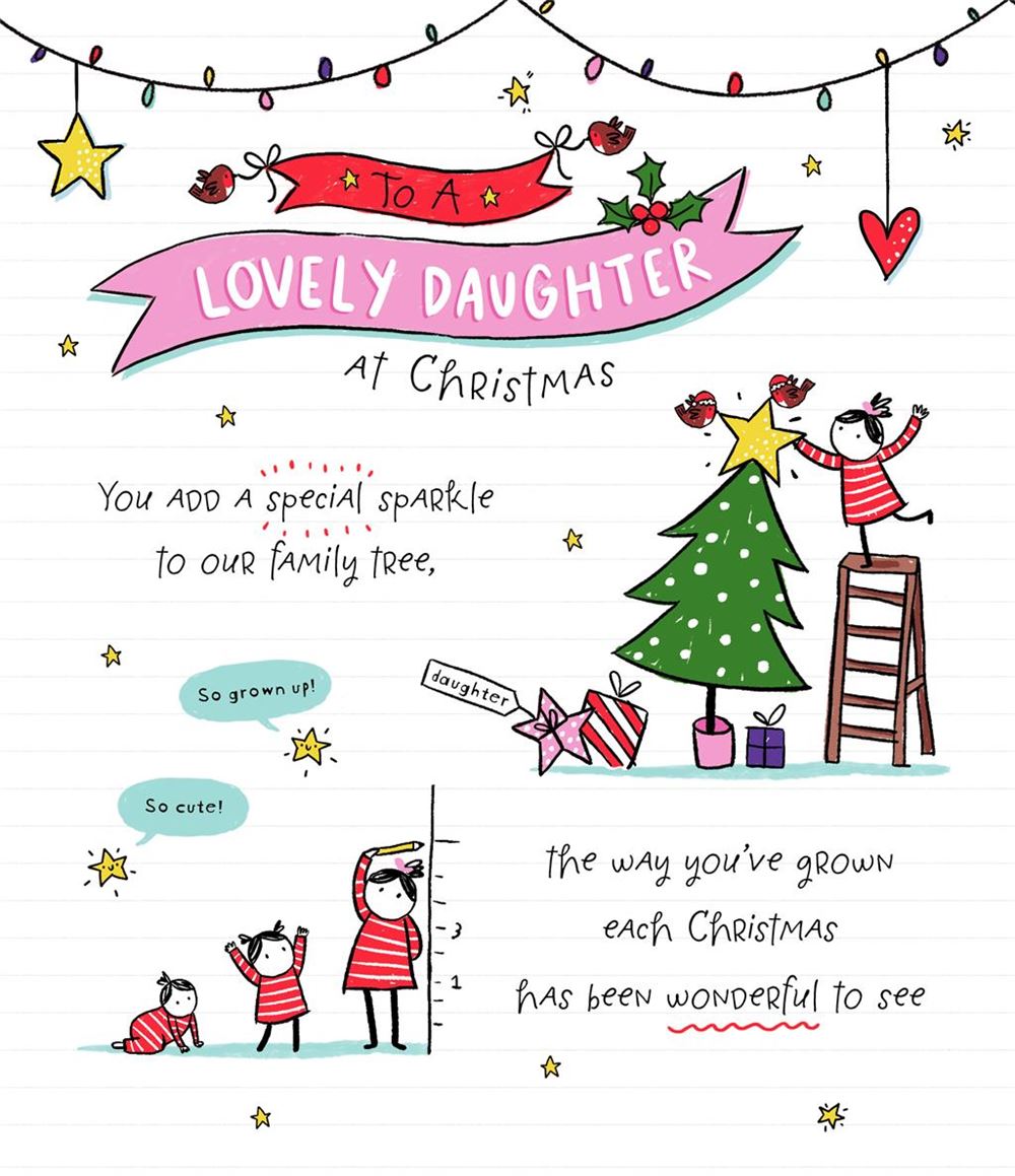 Daughter Christmas Card - Tri-Fold - To a Lovely Daughter