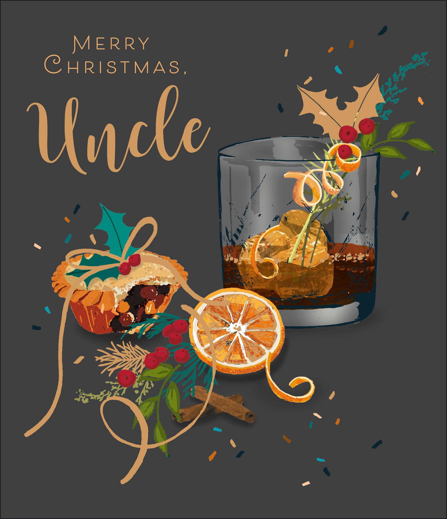 Uncle Christmas Card - Warm Wishes and Drinks