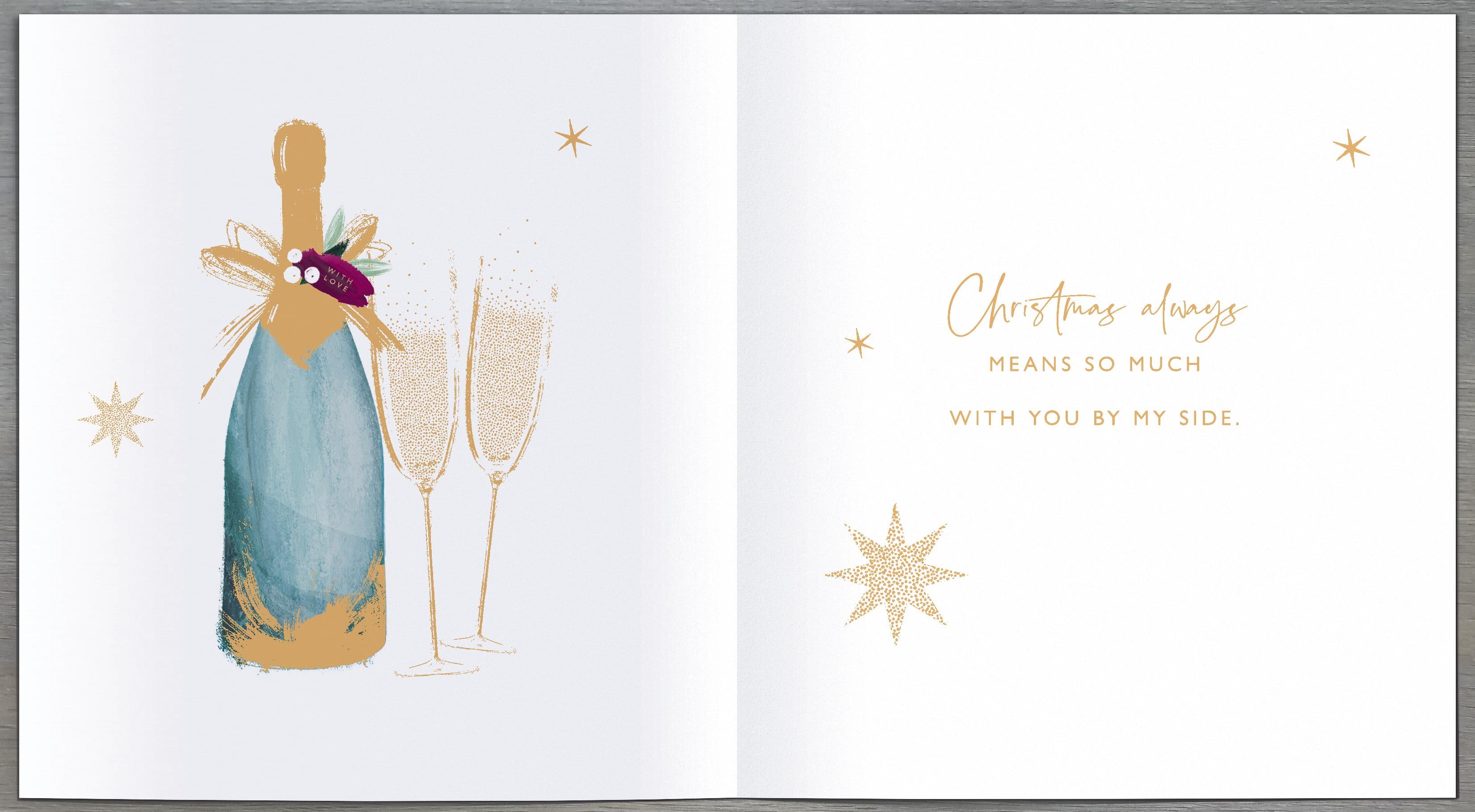 One I Love Christmas Card - Champagne and Flutes