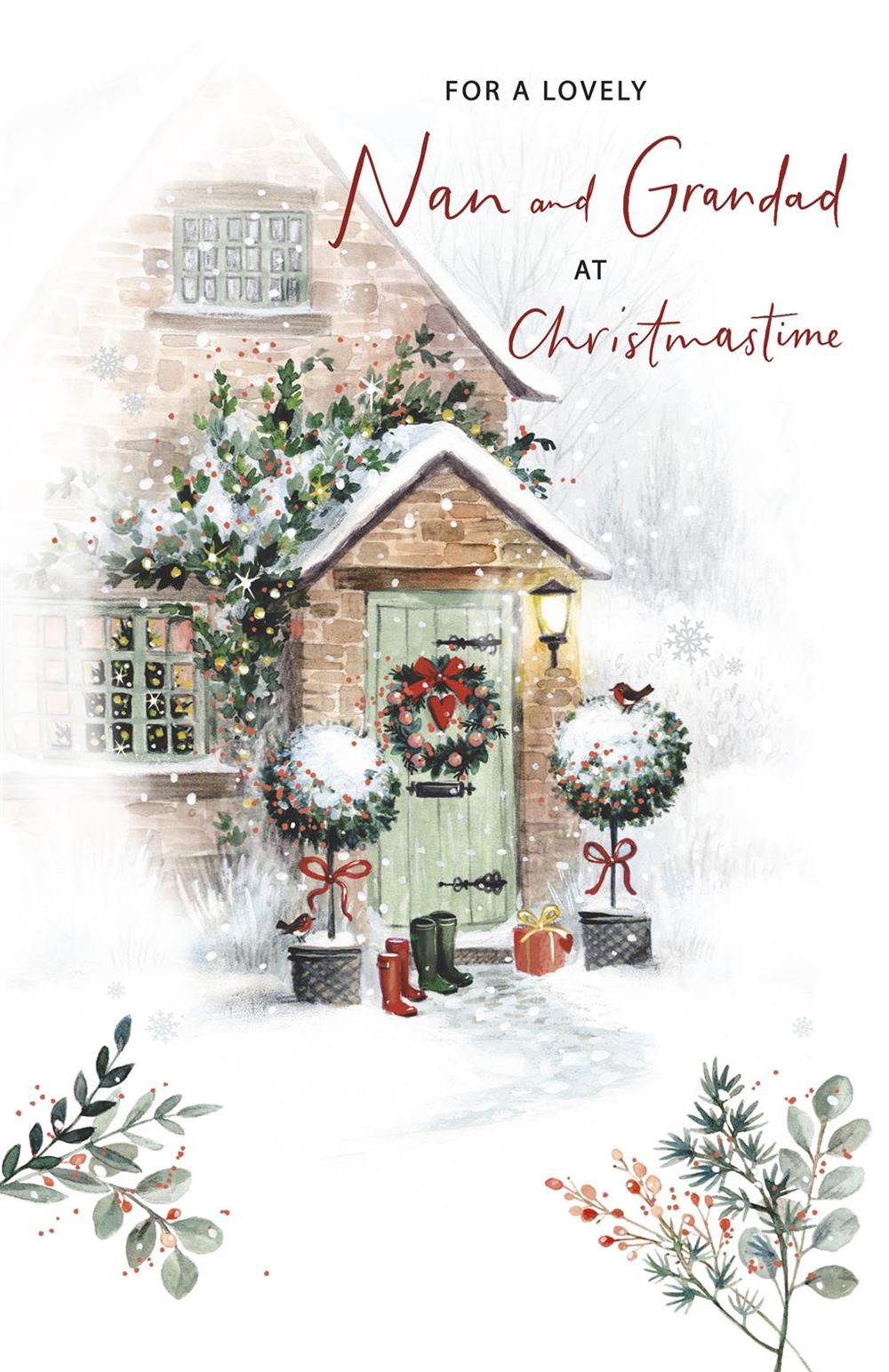 Nan & Grandad Christmas Card - Home at Christmastime