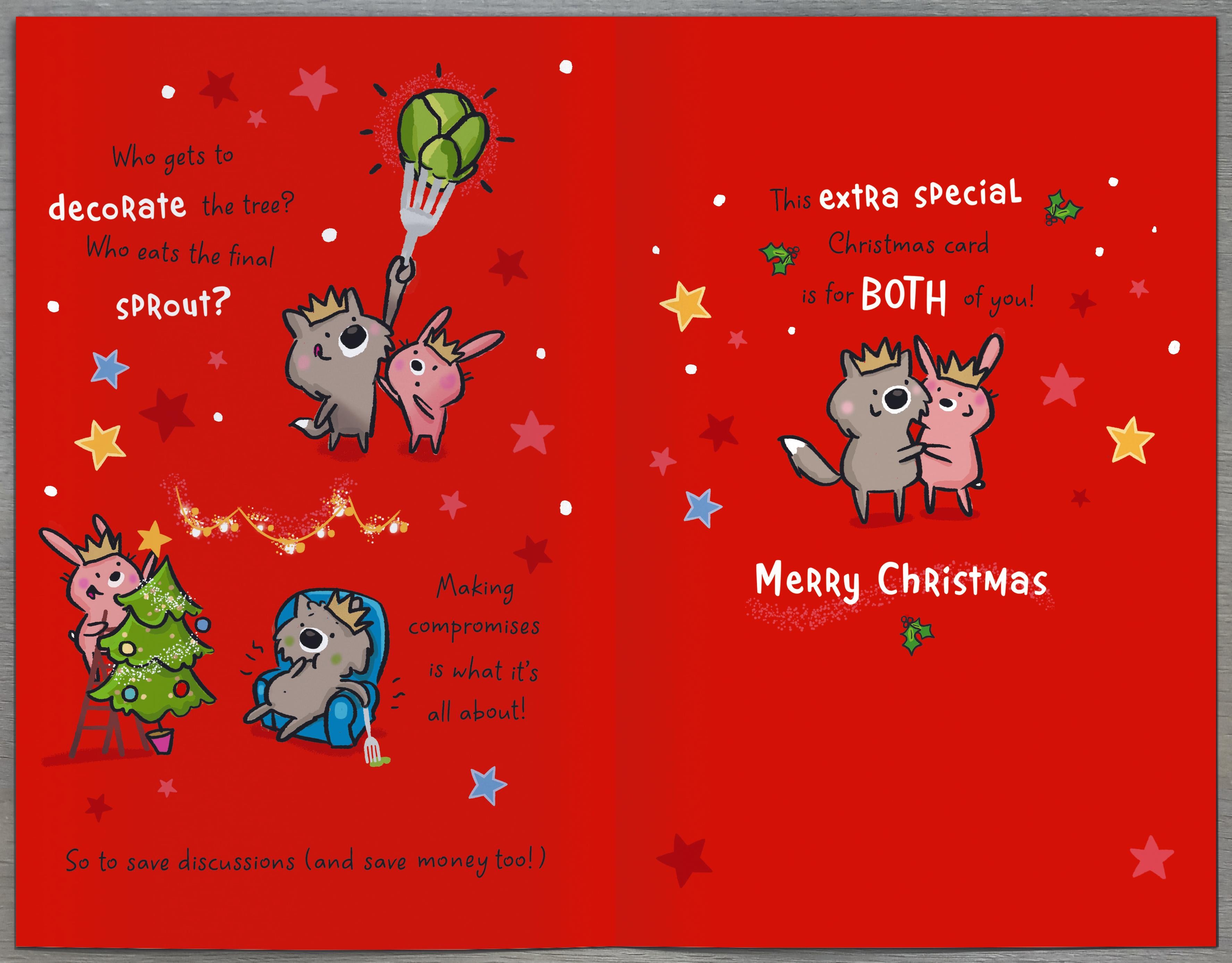 Tri-Fold Brother & Sister-in-Law Christmas Card - Animals & Xmas Activities