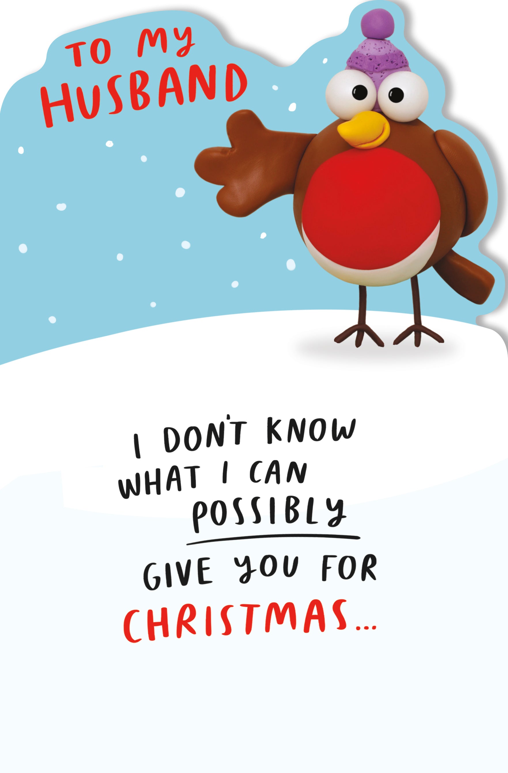 Pop-Up Husband Christmas Card - Robin out the Gift Box