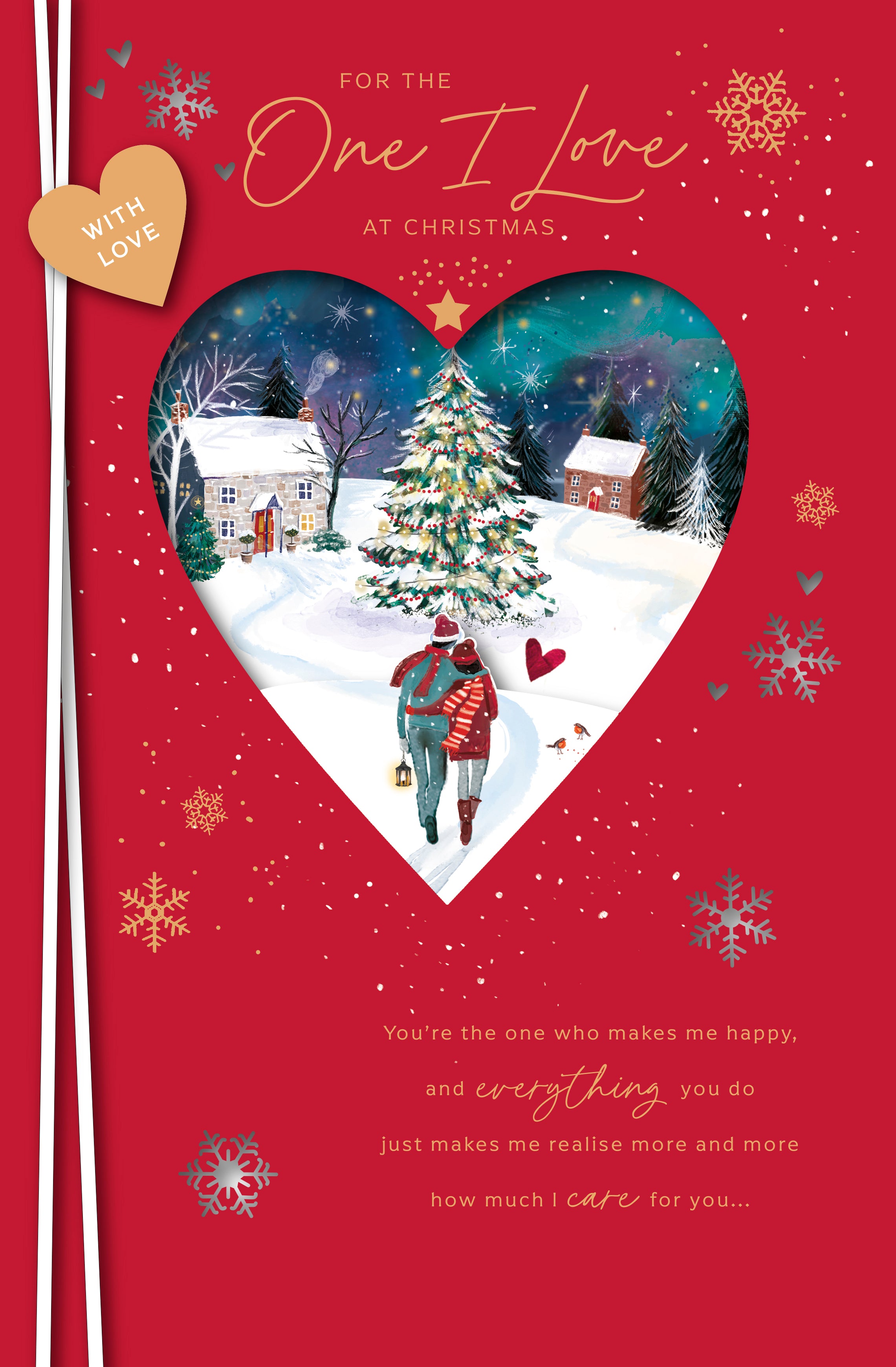 One I Love Large Christmas Card - Couple Silhouette on a Winters Day