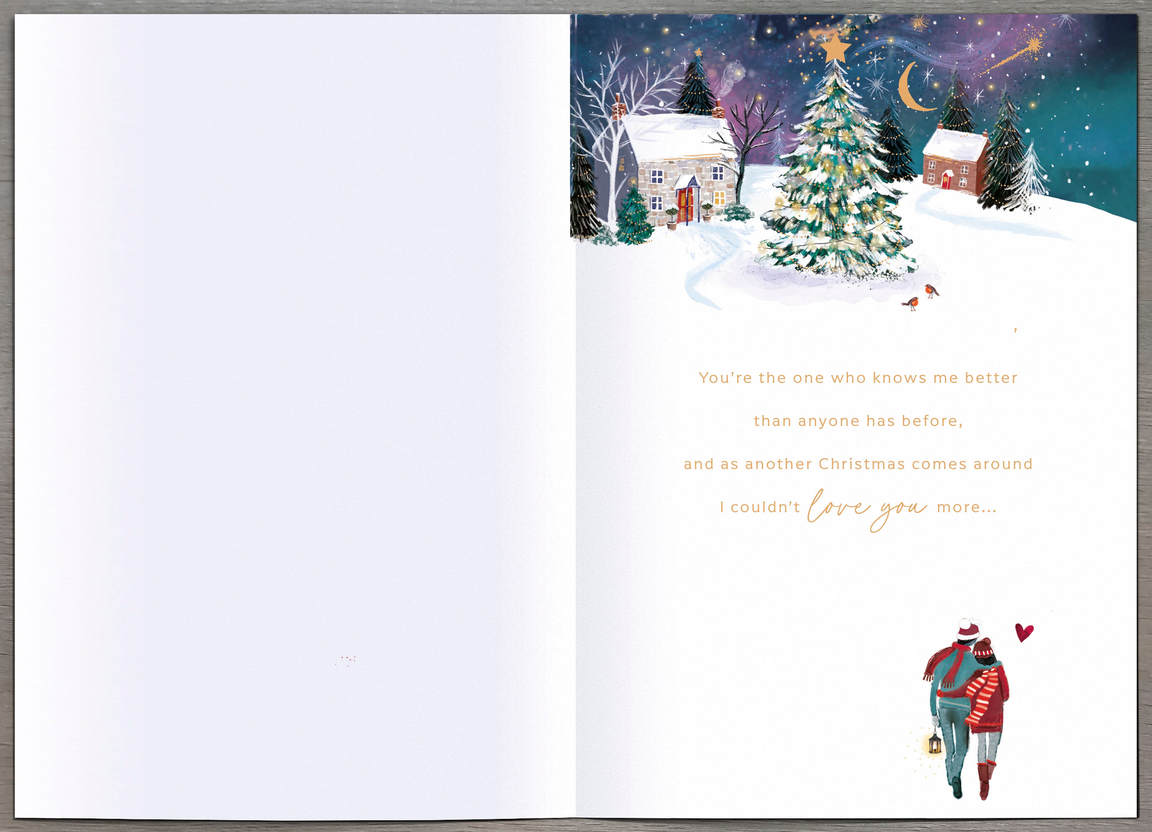 One I Love Large Christmas Card - Couple Silhouette on a Winters Day