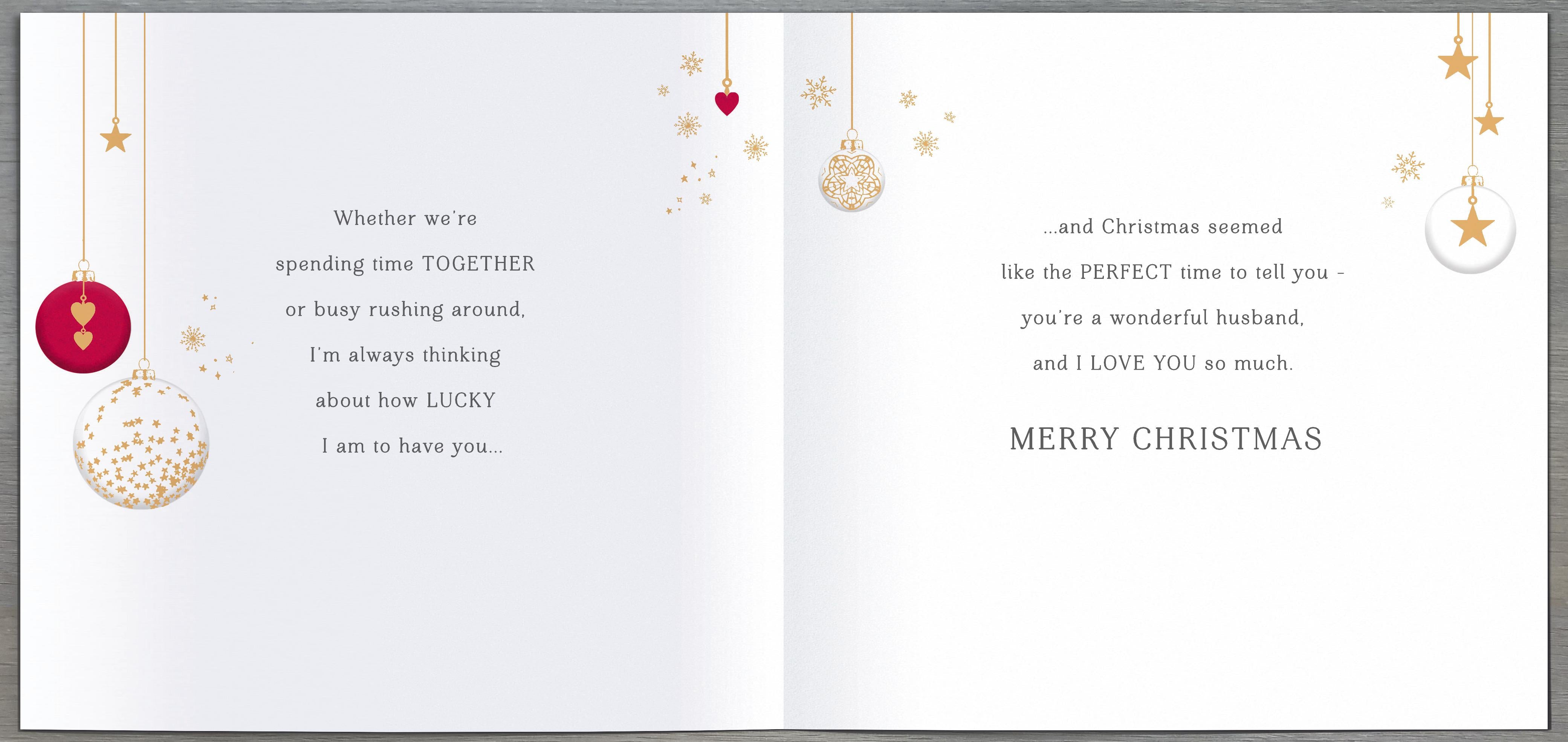 Husband Christmas Card - Decorated Lettering and Baubles