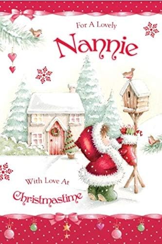 or A Lovely Nannie - Girl, Winter Scene and Stocking  Christmas Card