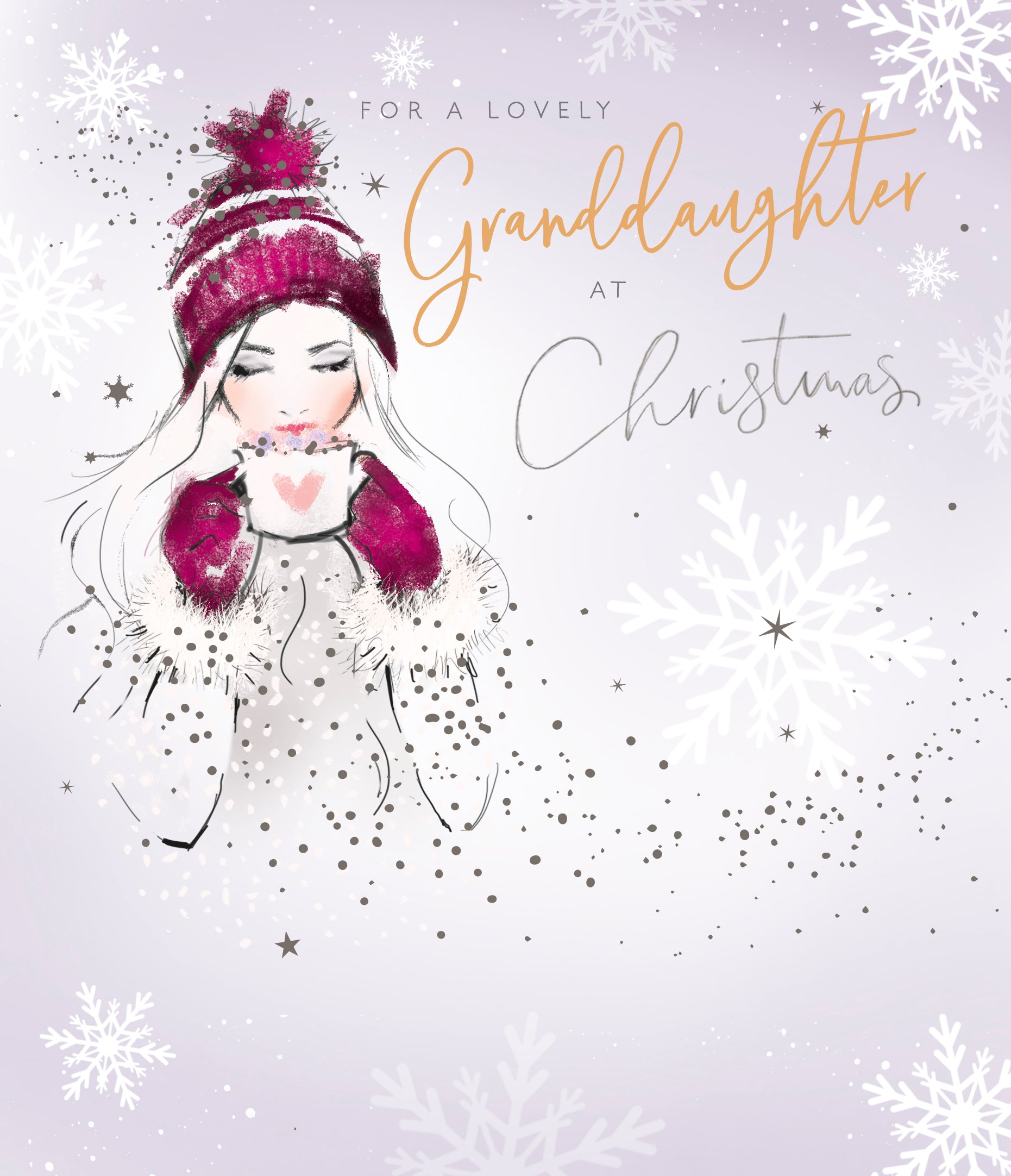 Granddaughter Christmas Card - Hot Drinks on Christmastime