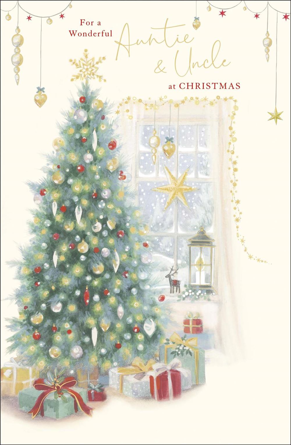 Auntie & Uncle Christmas Card - Christmas Tree with Presents