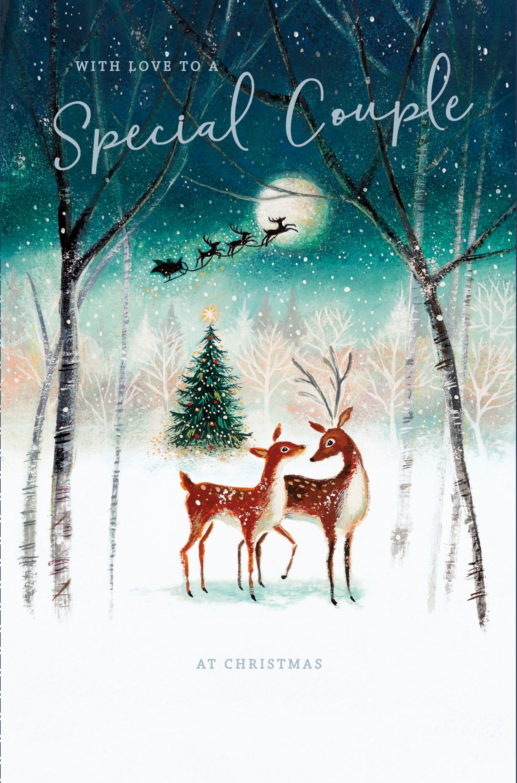 Special Couple Christmas Card - Winter Forrest Silhouette