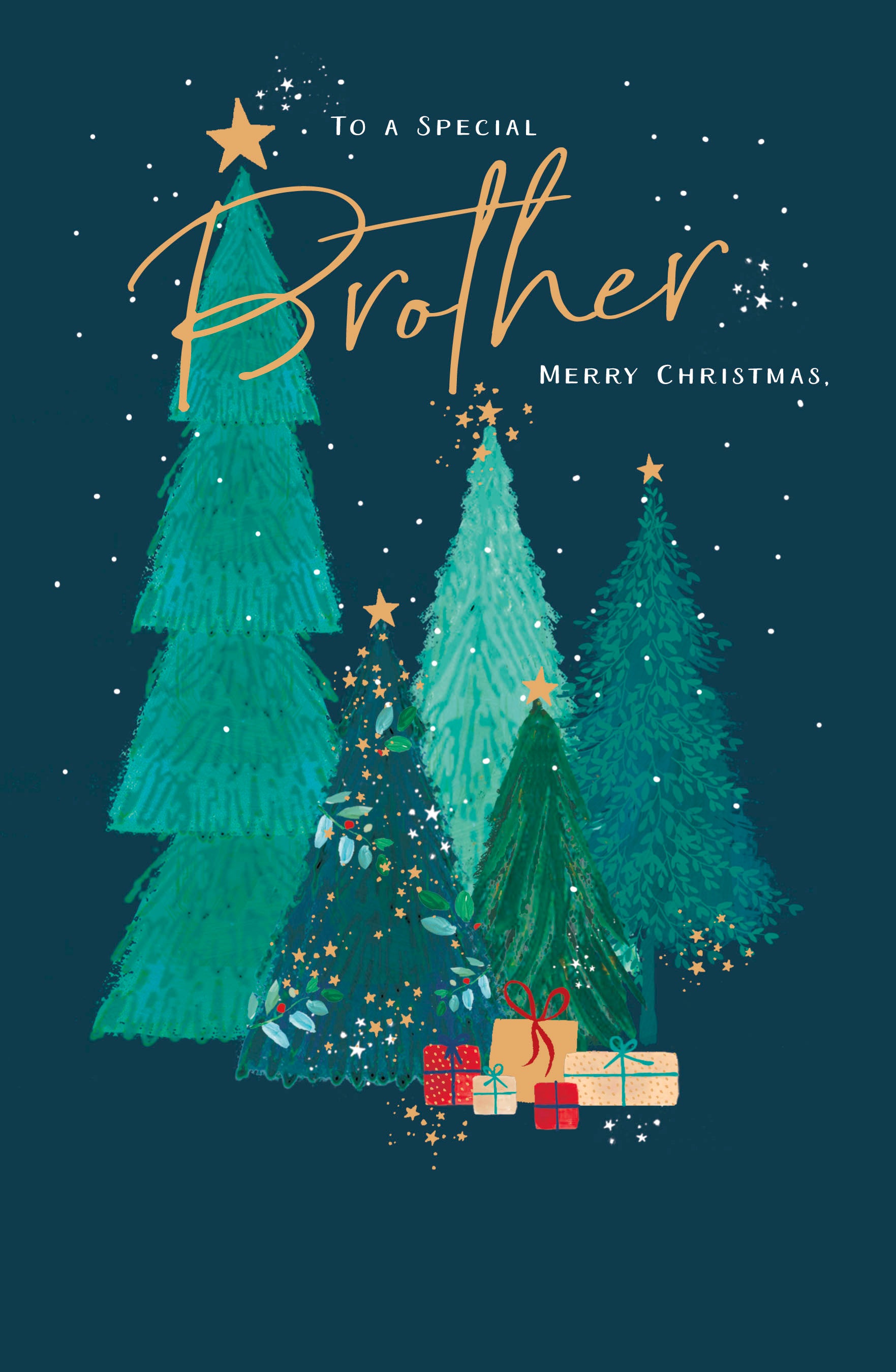 Brother Christmas Card - Christmas Trees and Gifts