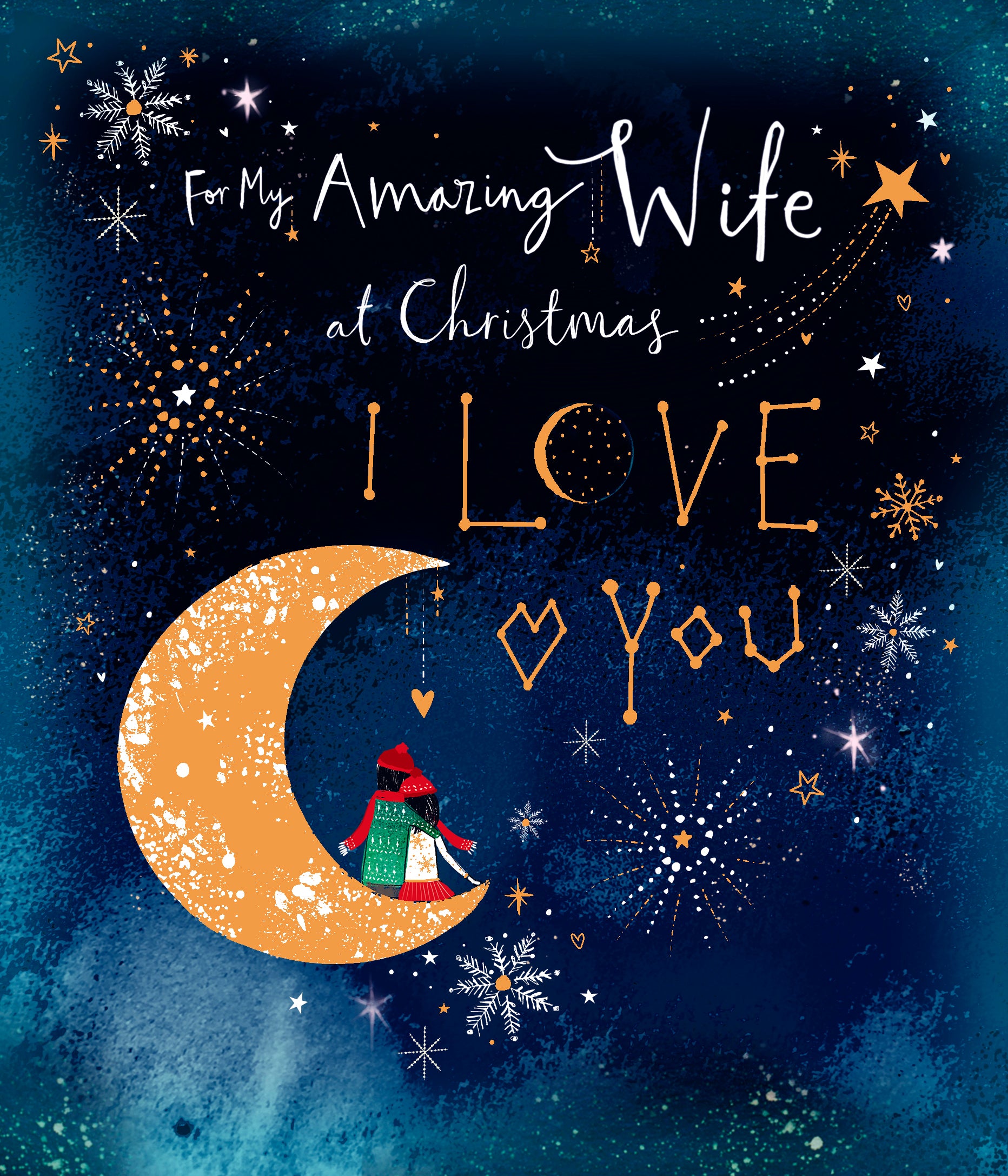 Wife Christmas Card - Couple on the Moon