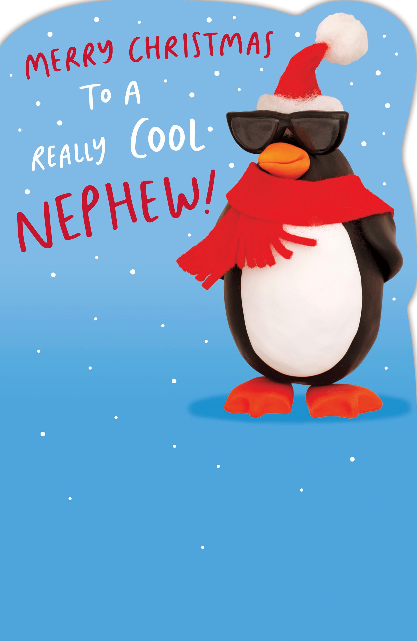 Humorous Nephew Christmas Card - Super Cool Penguin