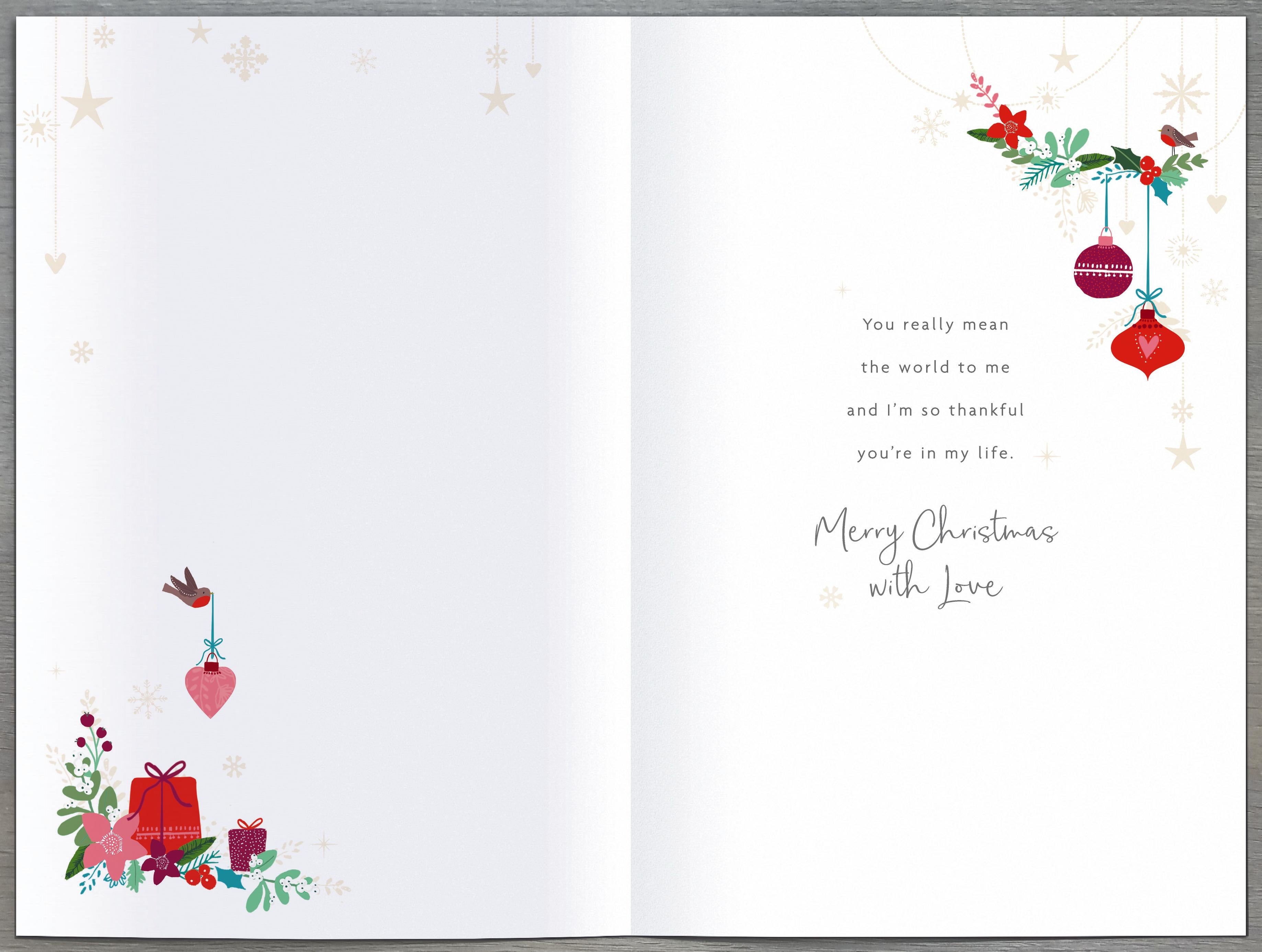 One I Love Christmas Card - Woman in My Life - Heart with Handing Charms