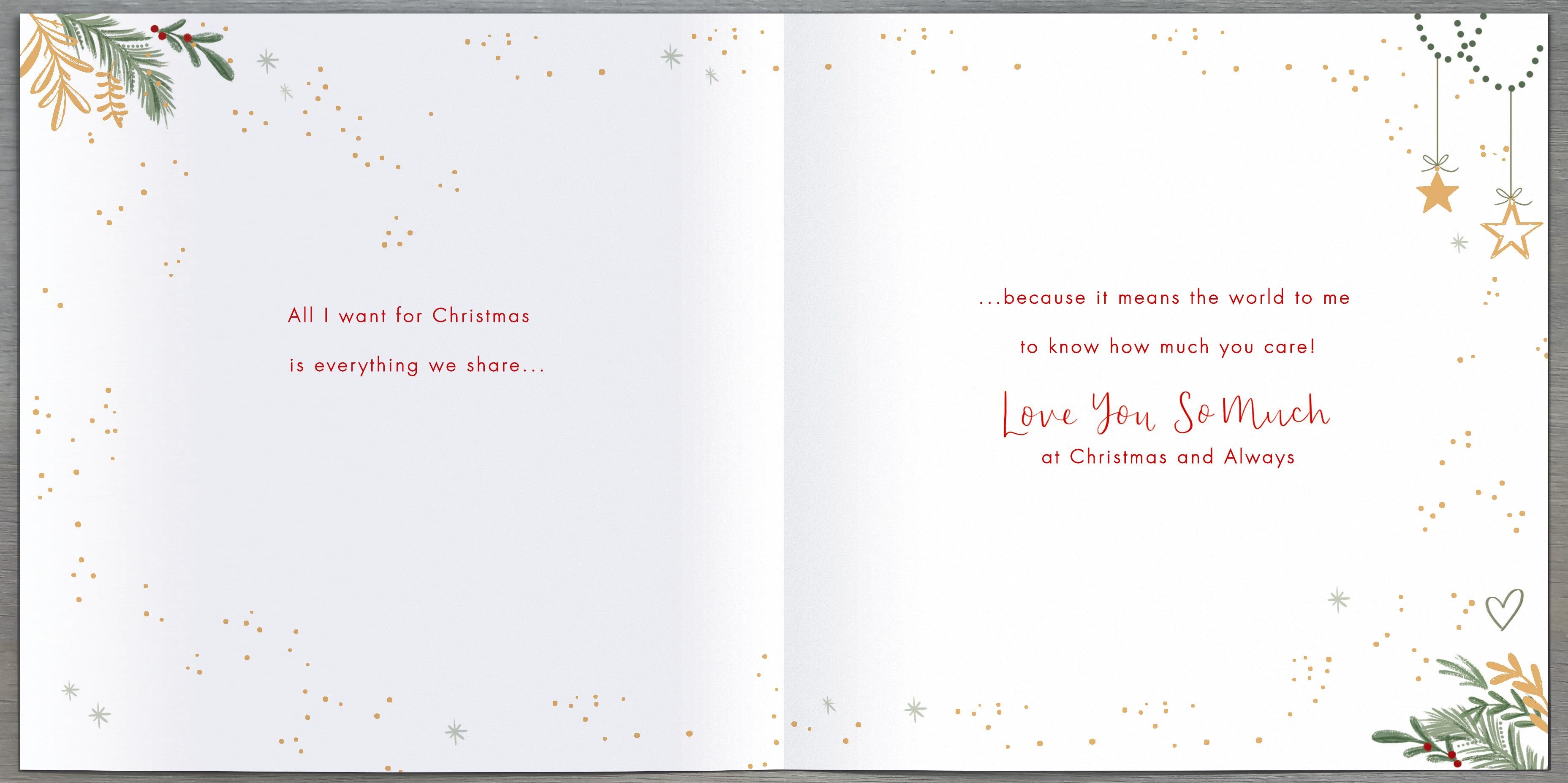 Partner Christmas Card - Decorative Heart with Feathers and Leaves