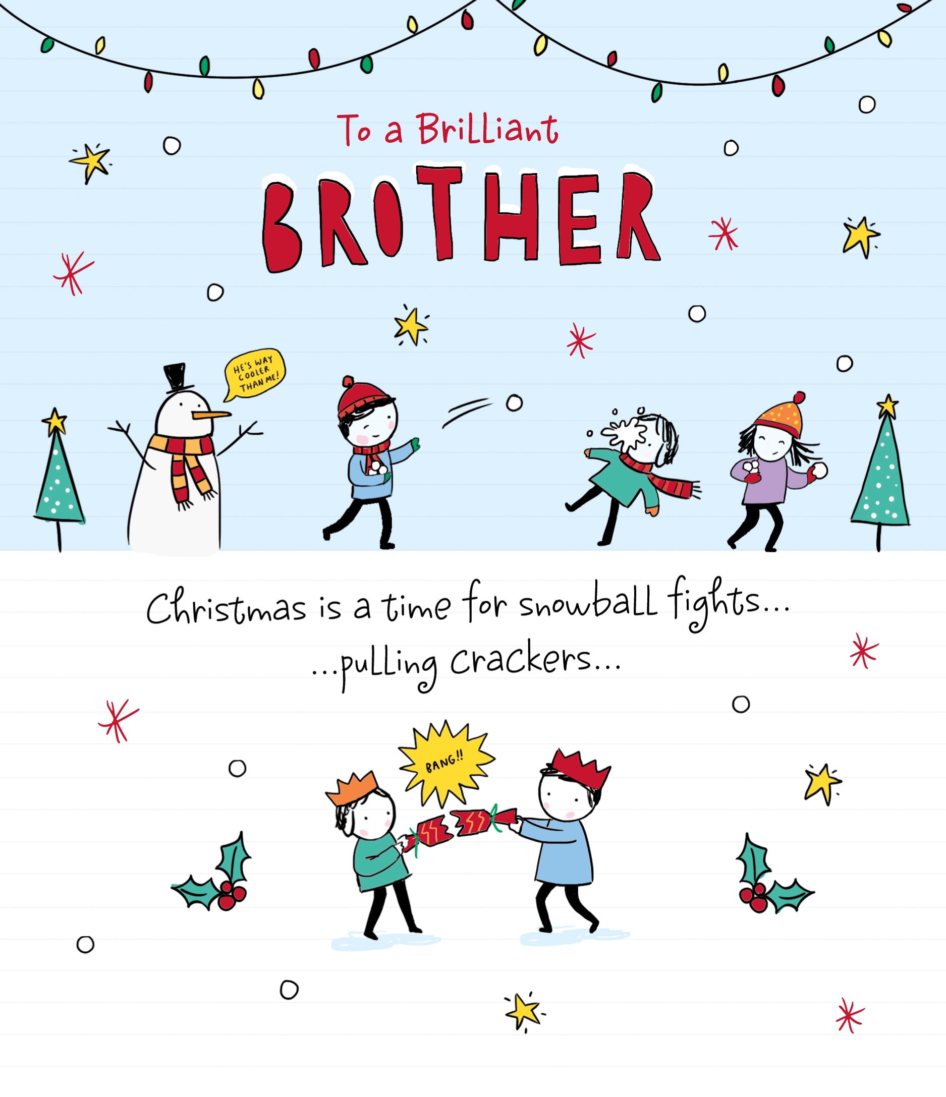 Brother Christmas Card - Oodles Playing in the Snow