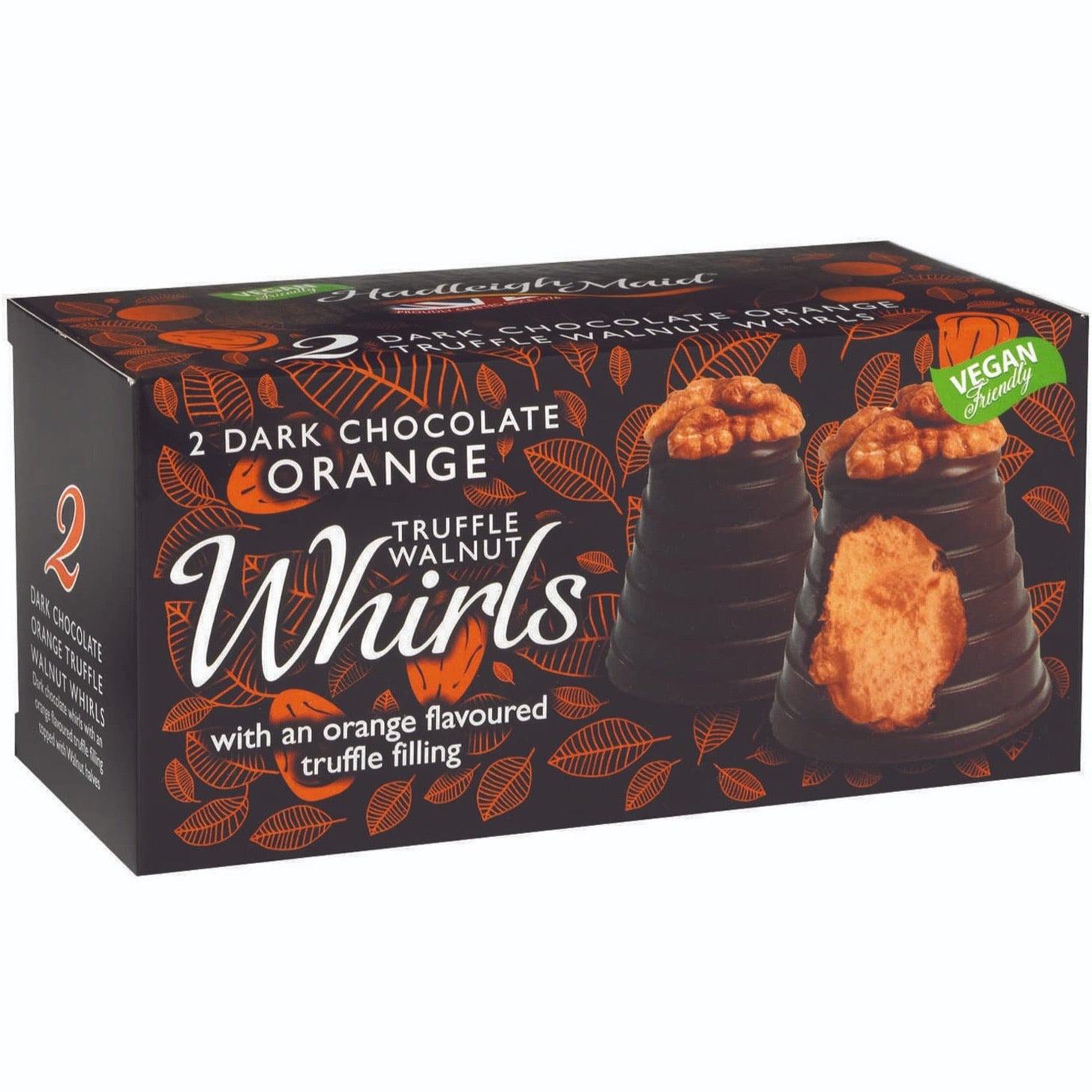 Vegan Friendly Dark Choc Orange Ganache Walnut Whirls Twin Pack