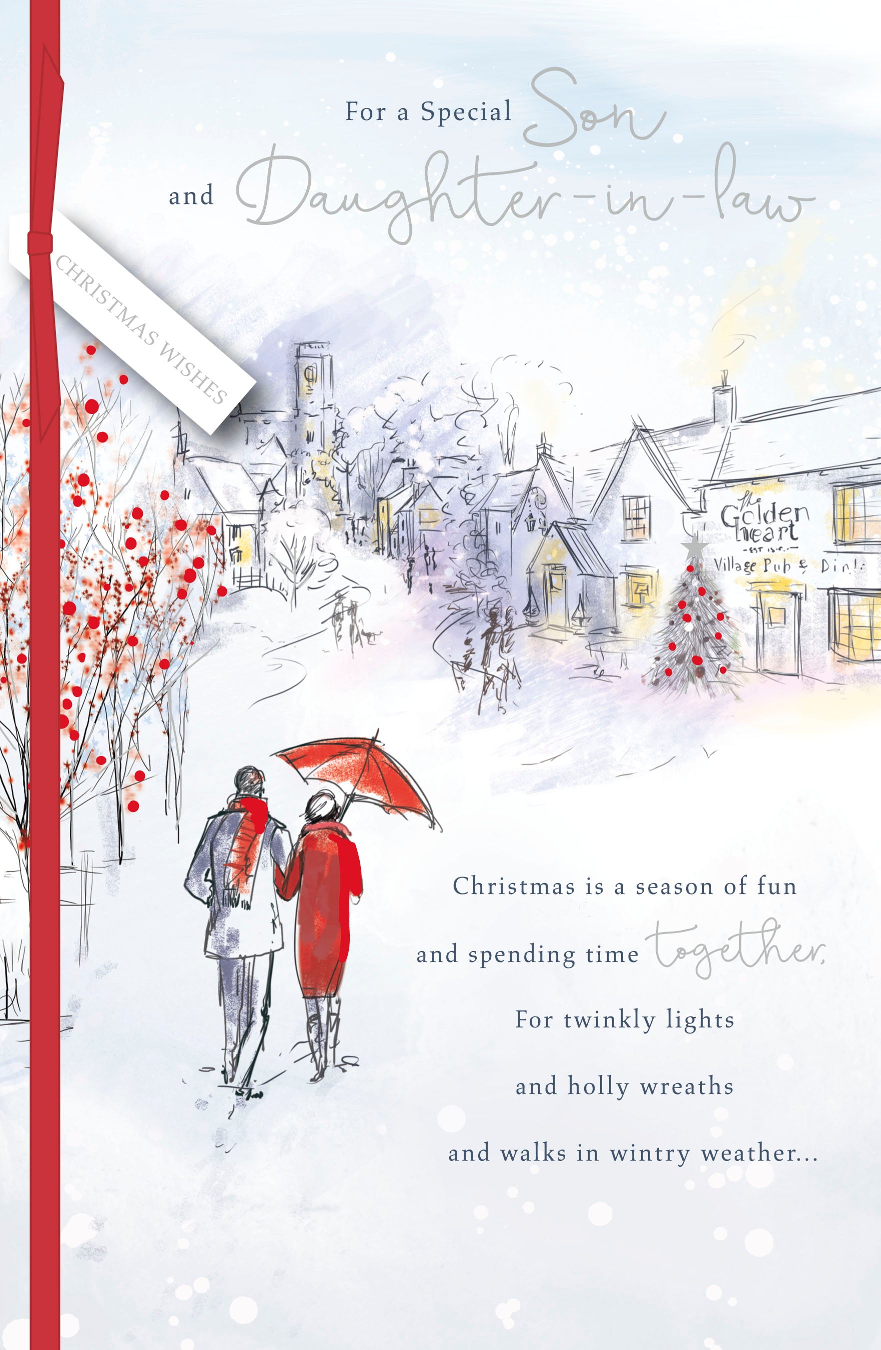 Son & Daughter-in-Law Christmas Card - Couple Walking on a Winters Day