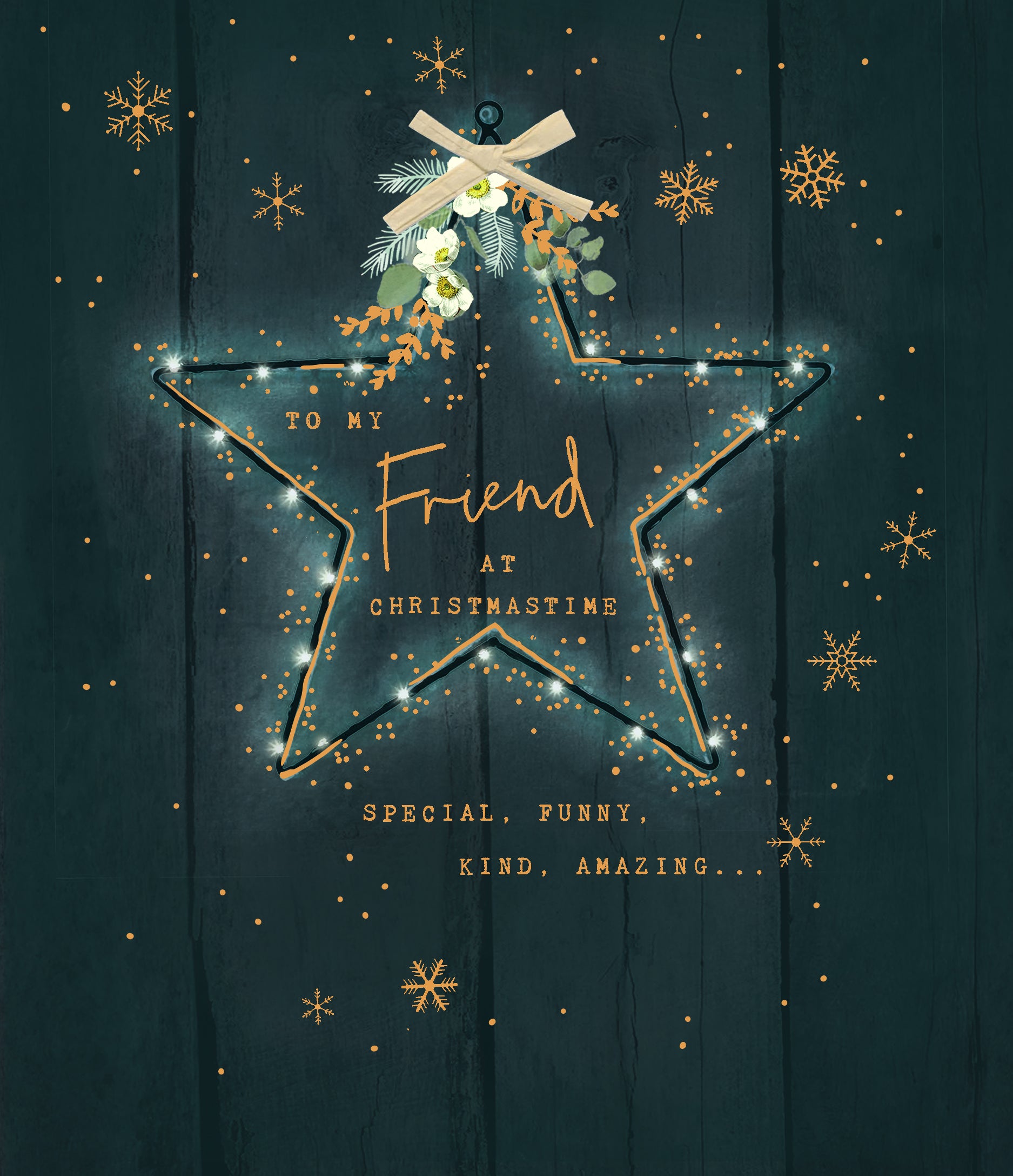 Friend Christmas Card - Bows and Stars