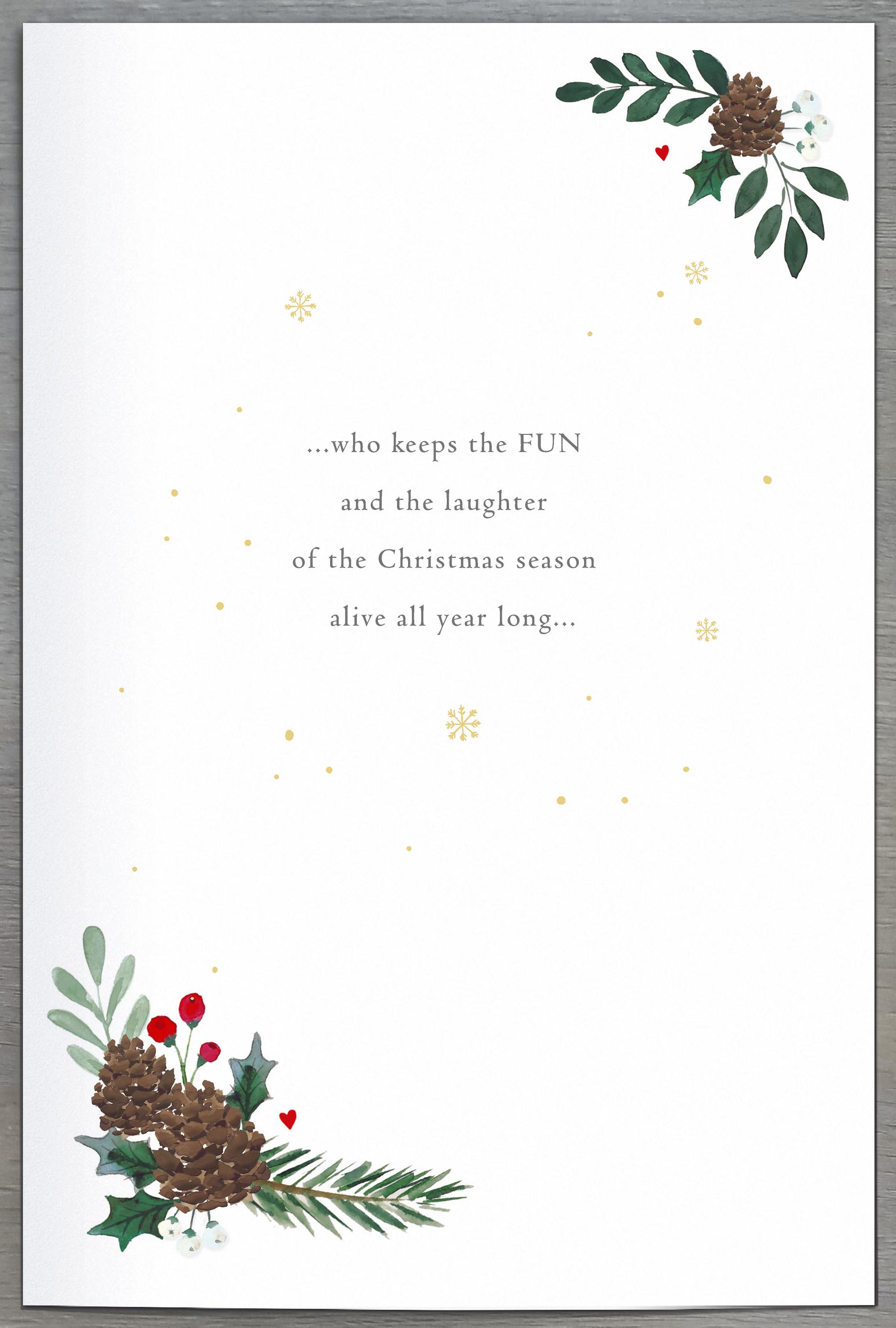 Large Husband Christmas Card - Stars, Acorns and Winter Leave Embellishments