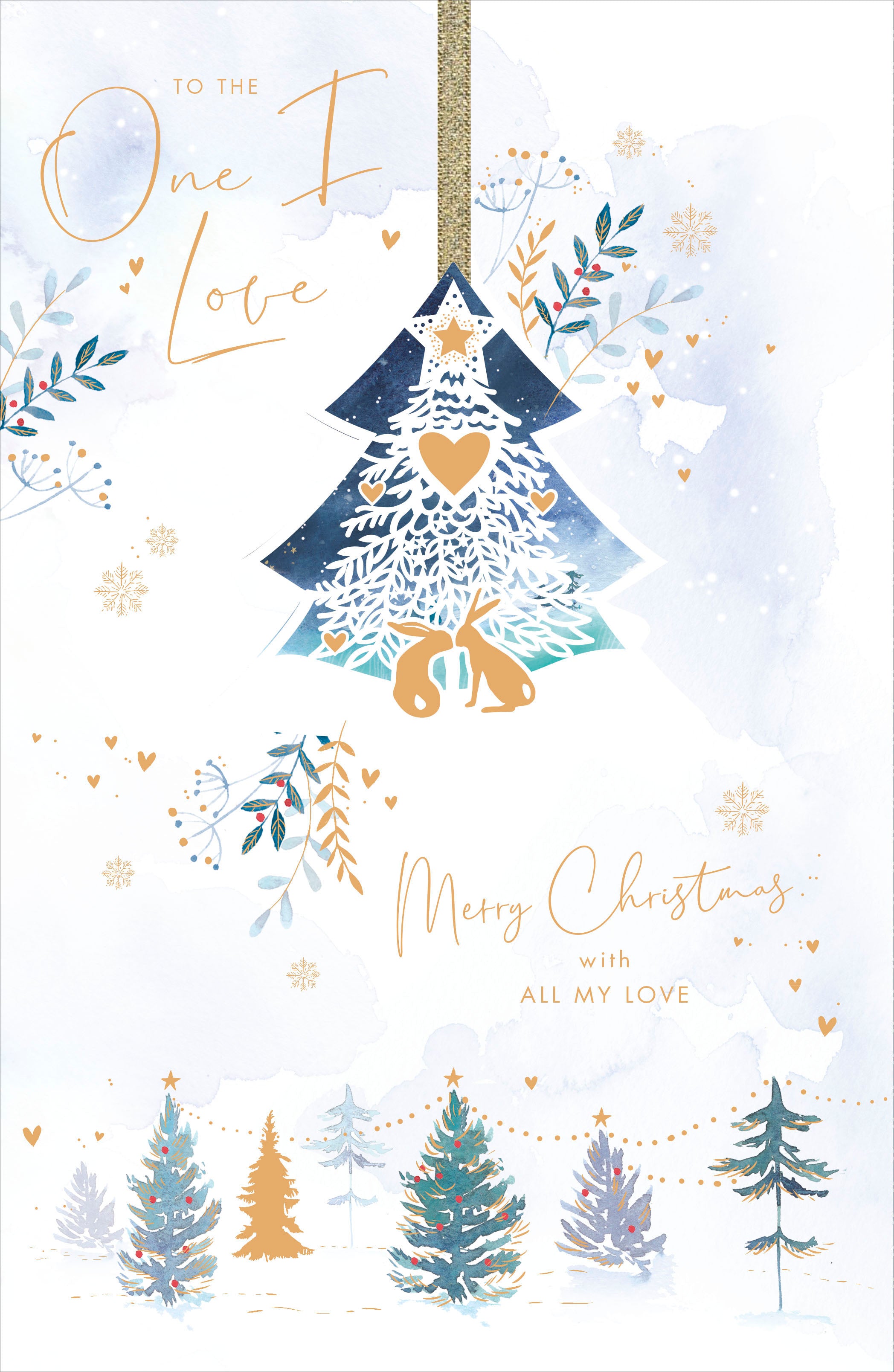 One I Love Christmas Card - Christmas Tree with Keepsake