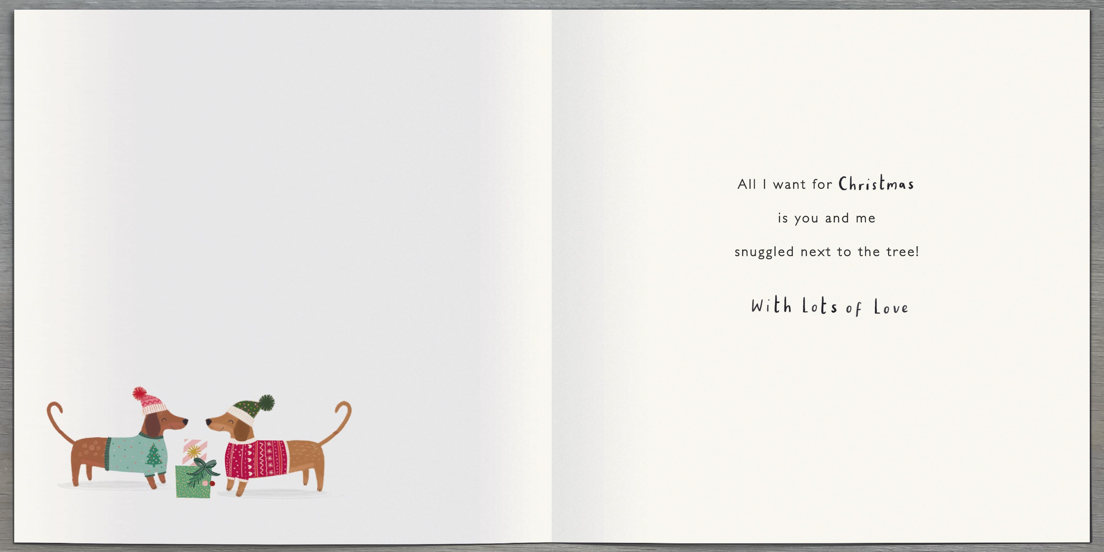 One I Love Christmas Card - Sausage Dogs in Love