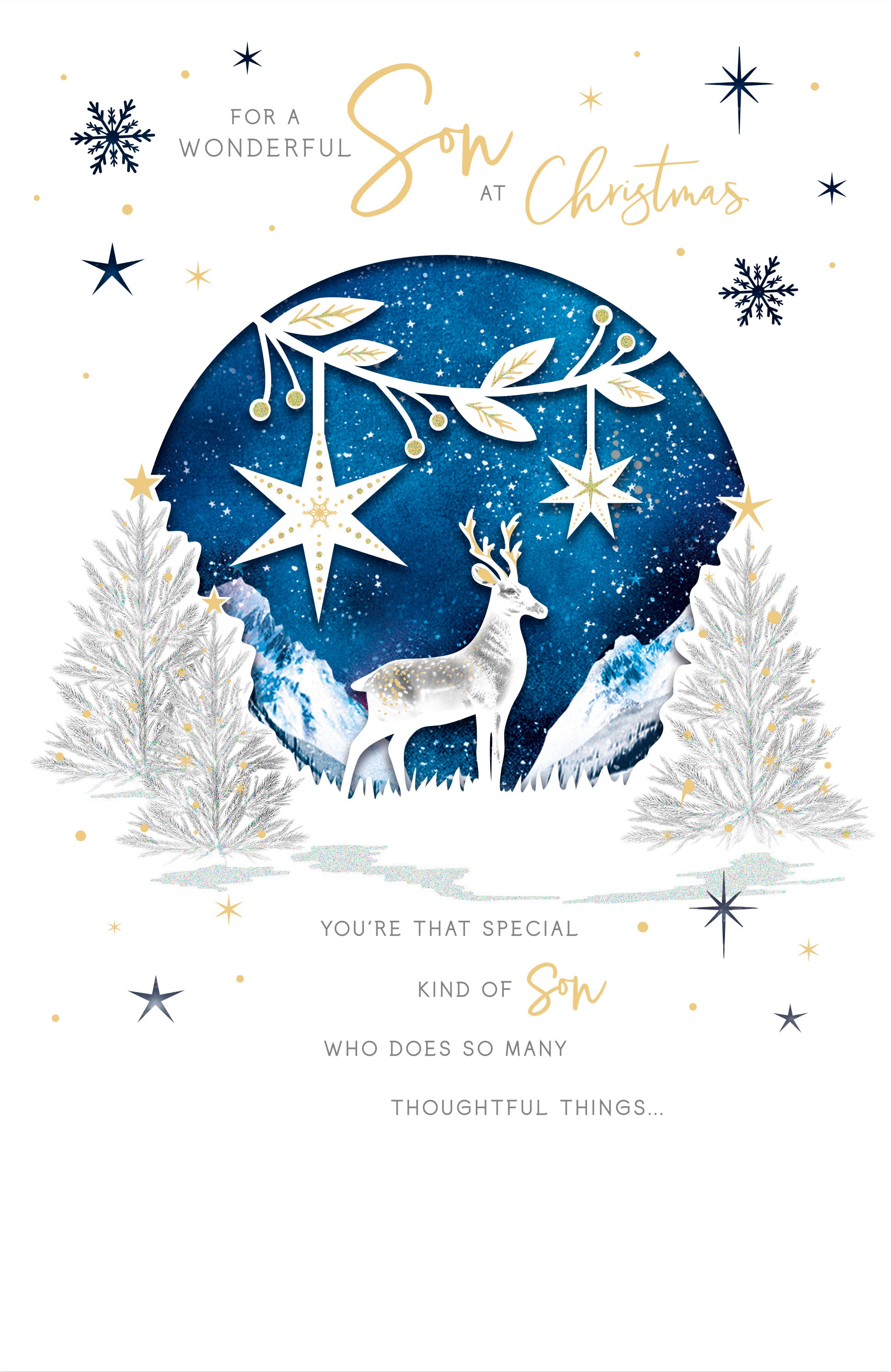 Son Christmas Card - Laser Cut Stag with Night Silhouette