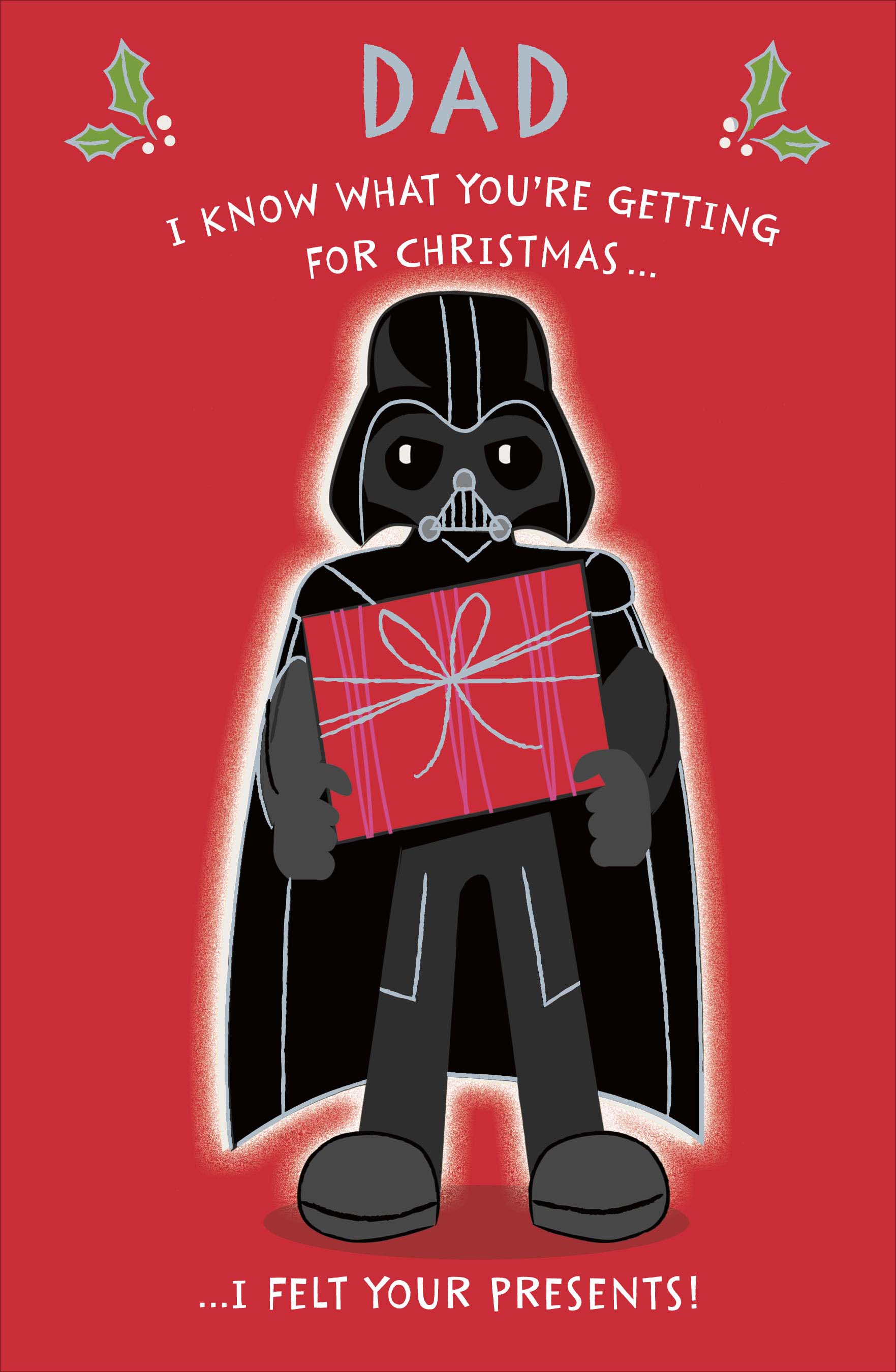 Humorous Dad Christmas Card - Darth Vader and Presents